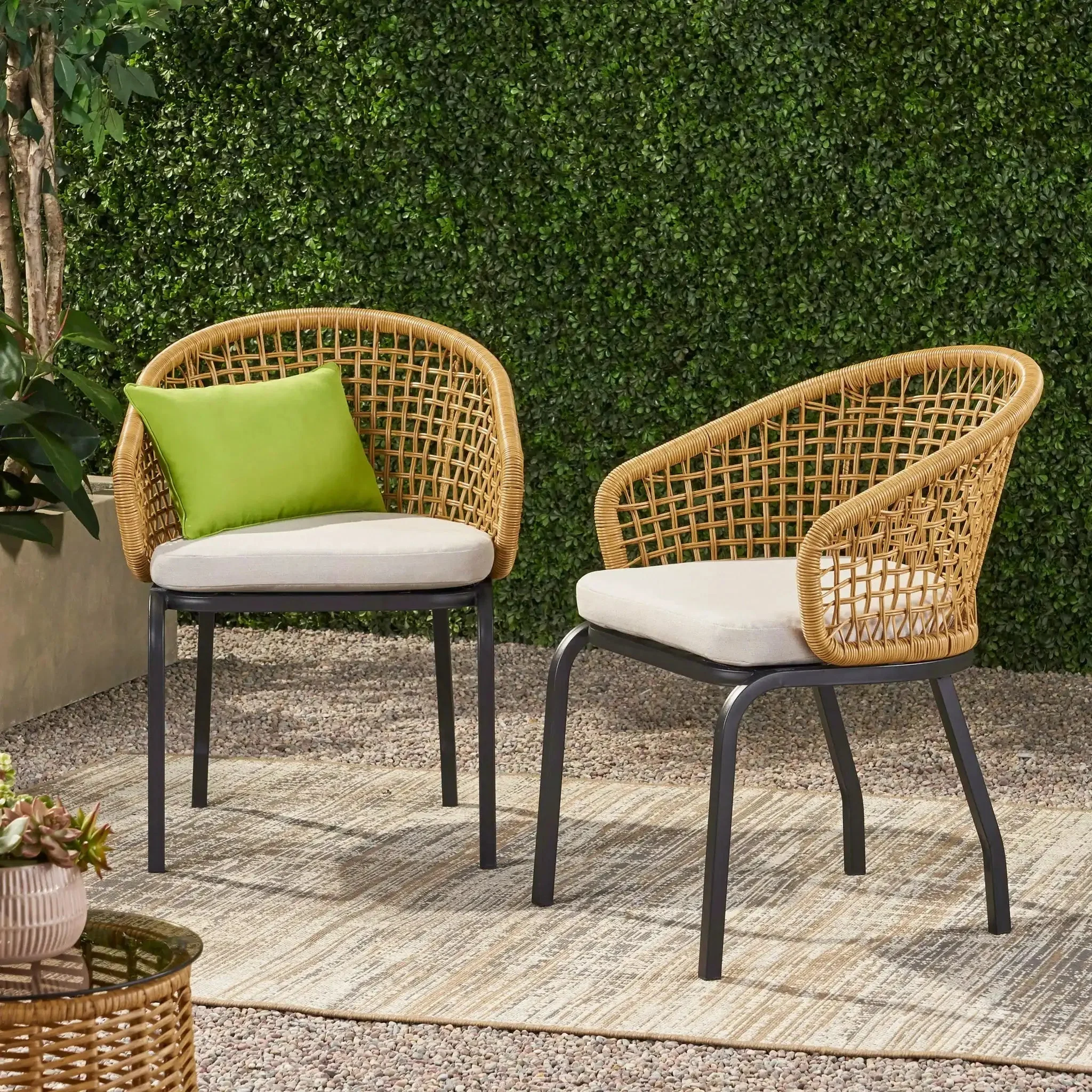 Outdoor Wicker Chair With Powder Coated Iron Legs - Image 7