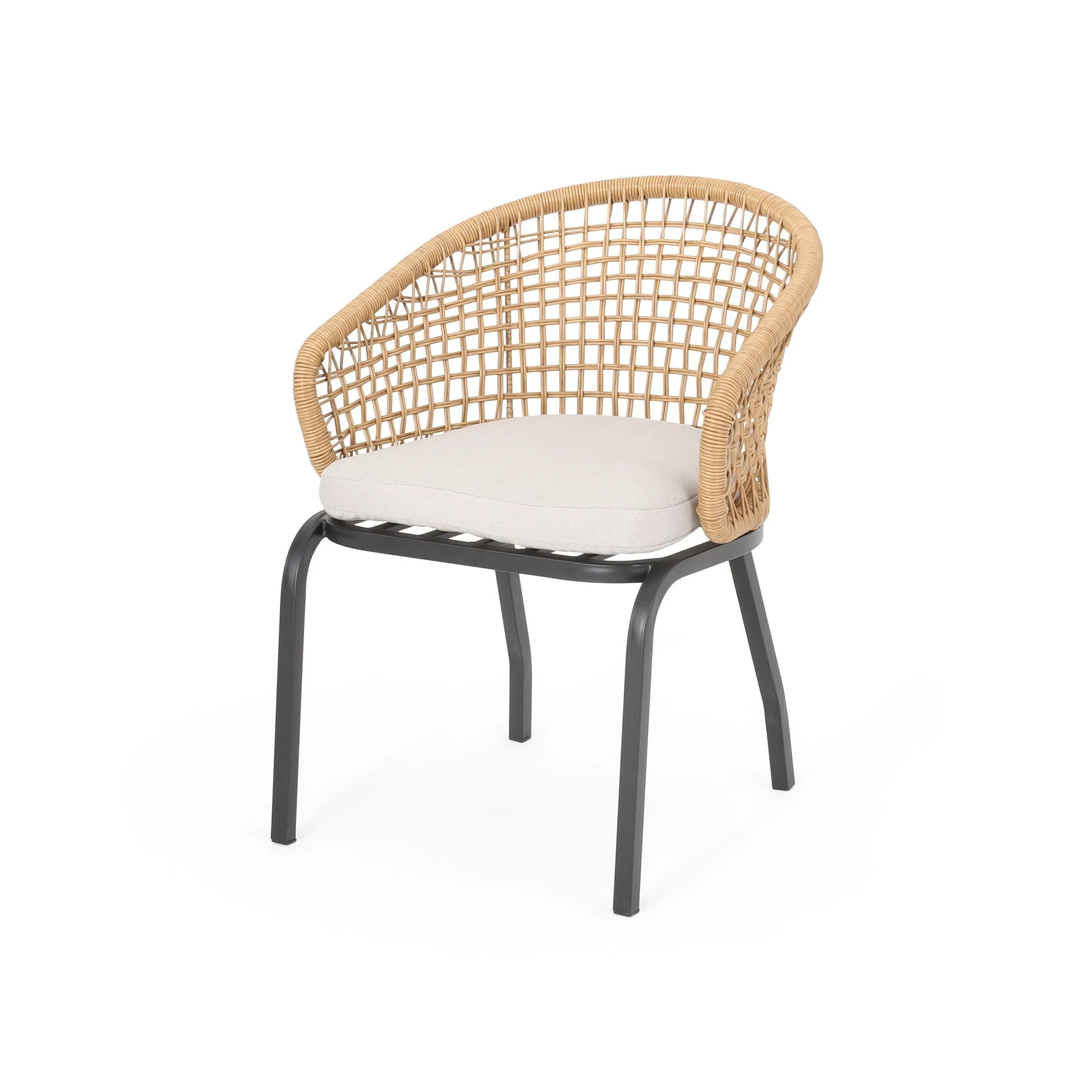 Outdoor Wicker Chair With Powder Coated Iron Legs - Image 9