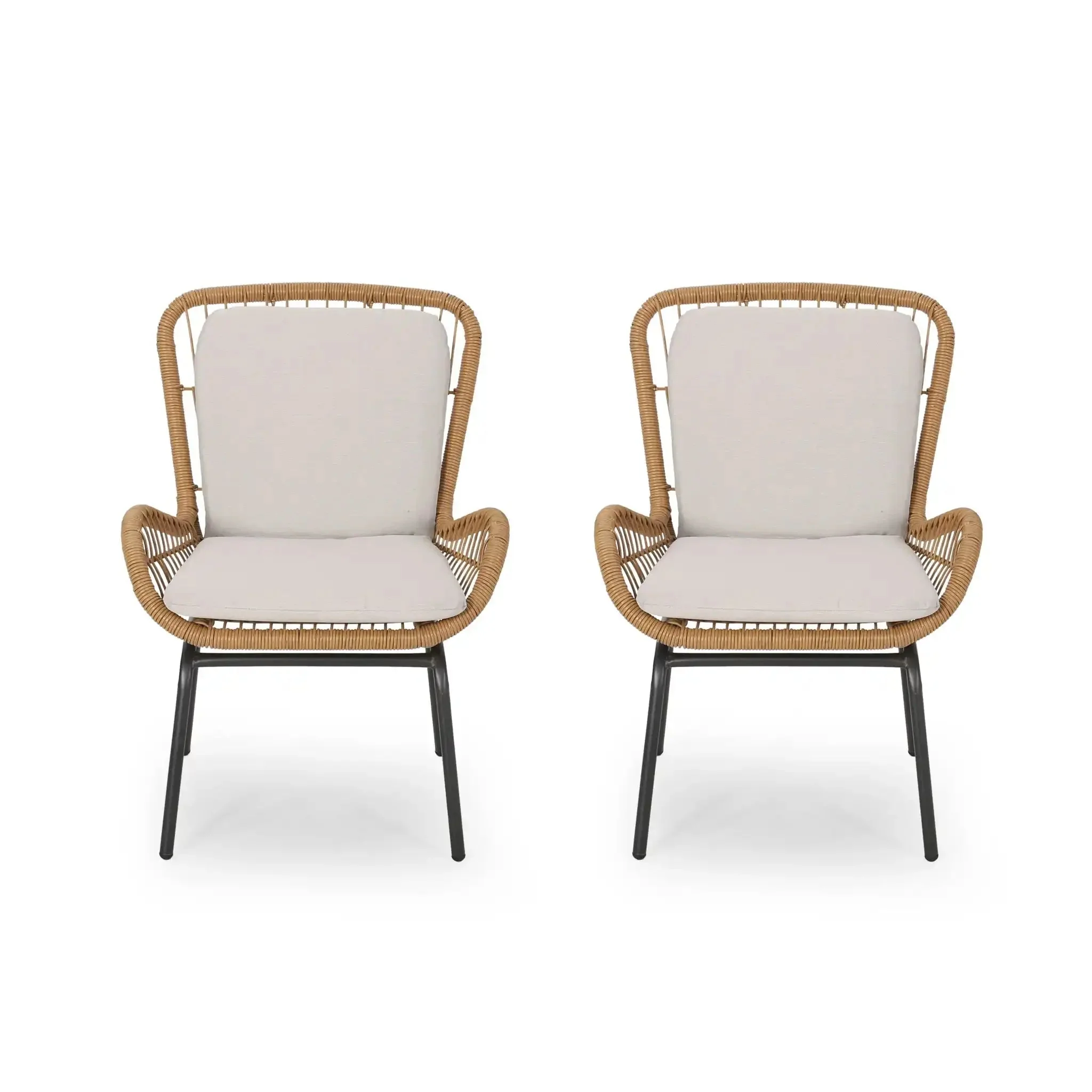 Outdoor Wicker Club Chair With Cushions (Set of 2) - Image 2
