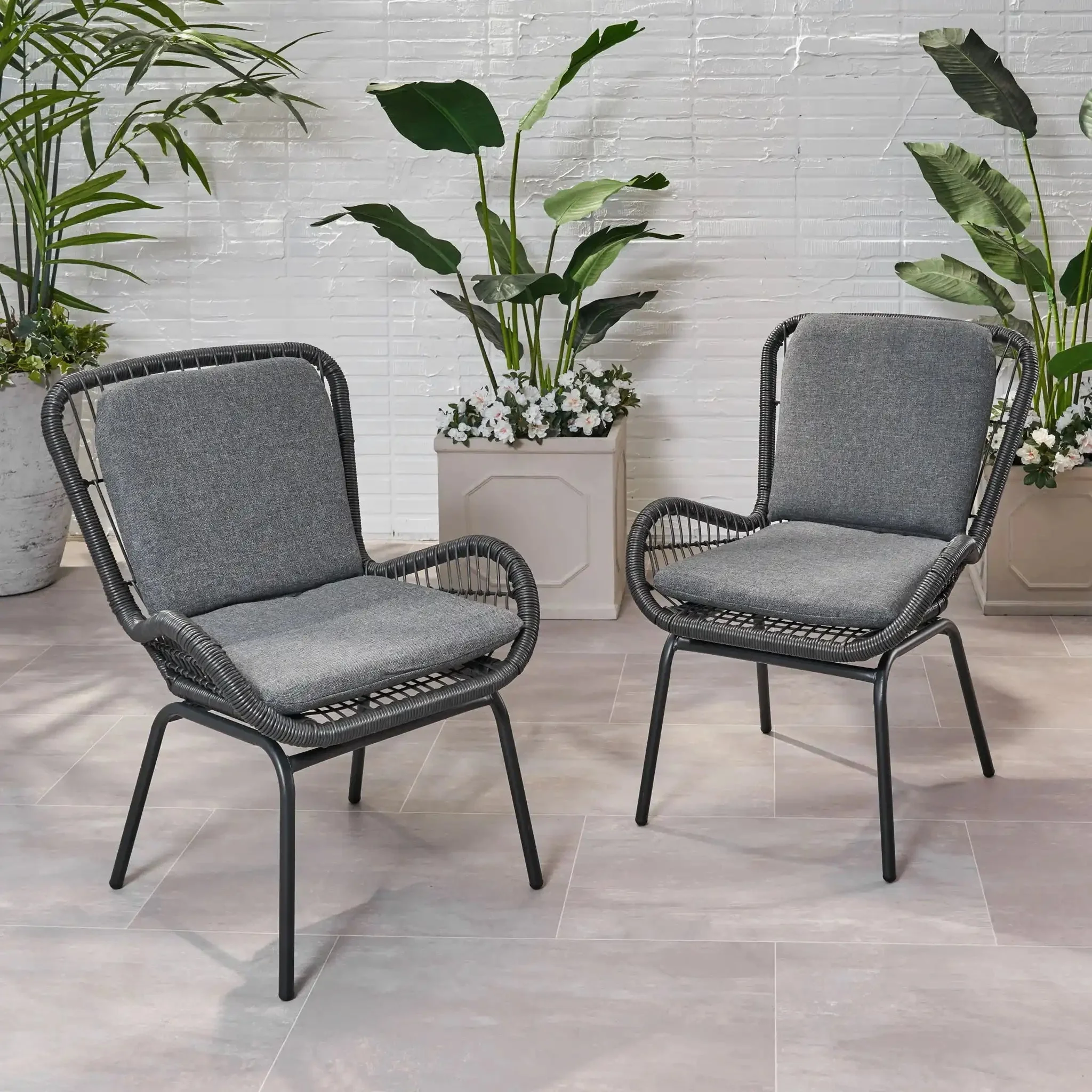 Outdoor Wicker Club Chair With Cushions (Set of 2) - Image 3