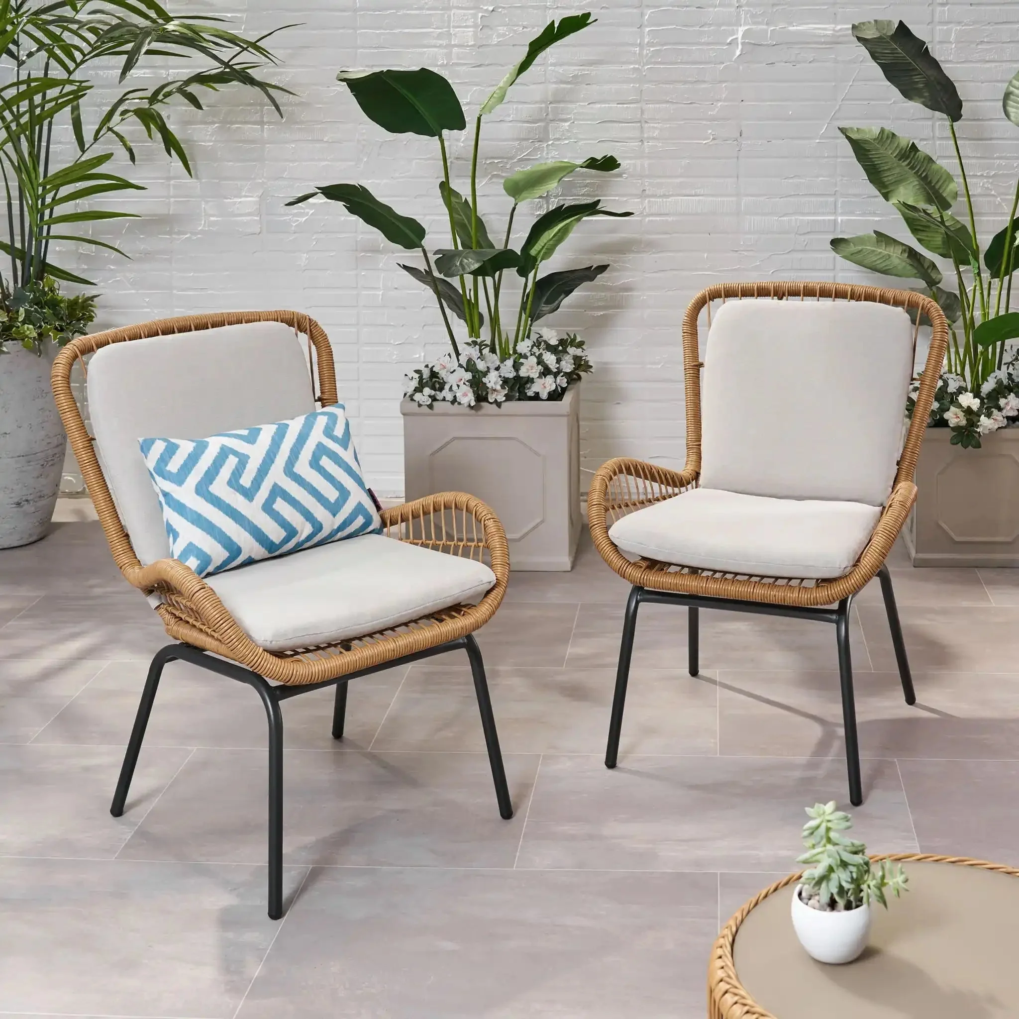Outdoor Wicker Club Chair With Cushions (Set of 2) - Image 7