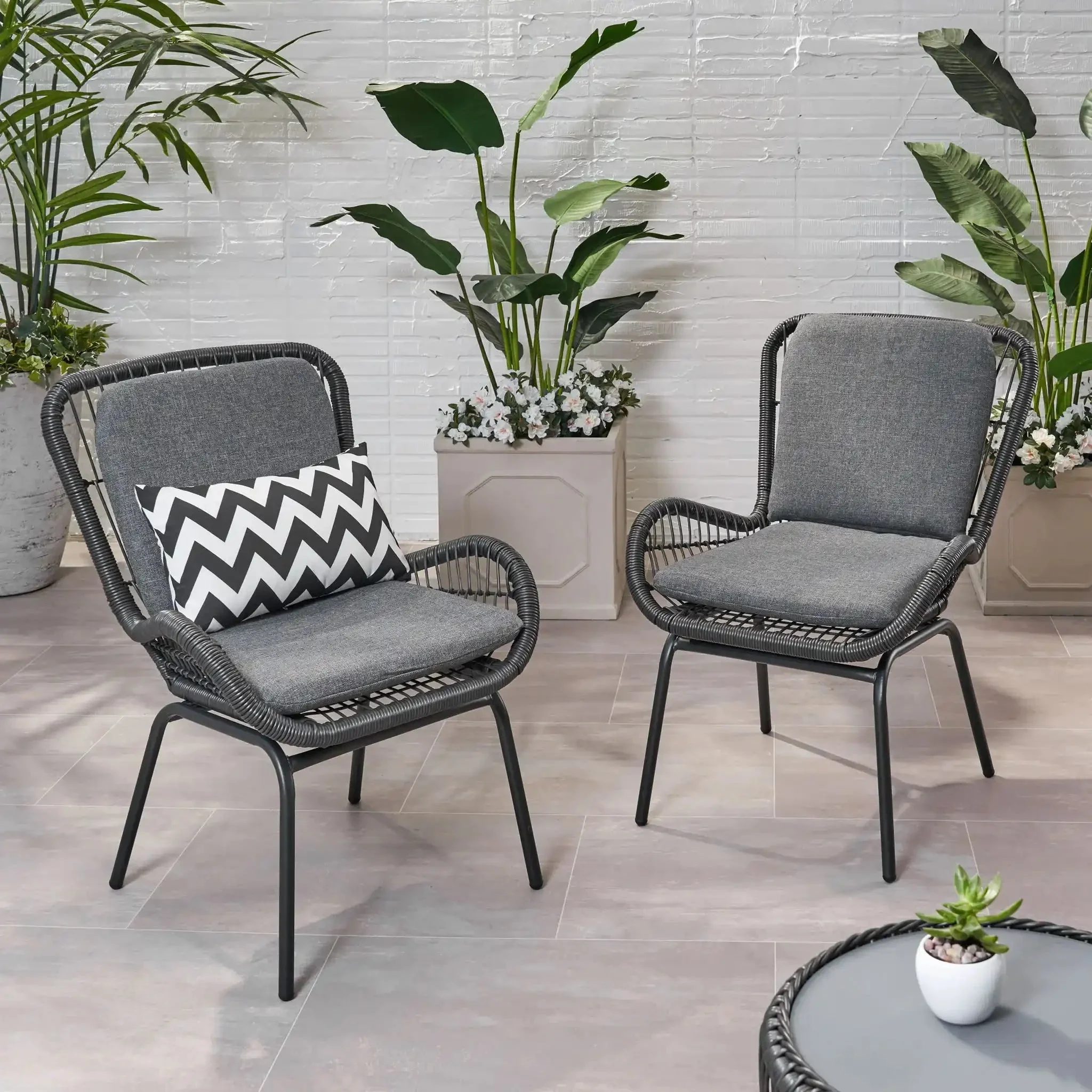 Outdoor Wicker Club Chair With Cushions (Set of 2) - Image 8