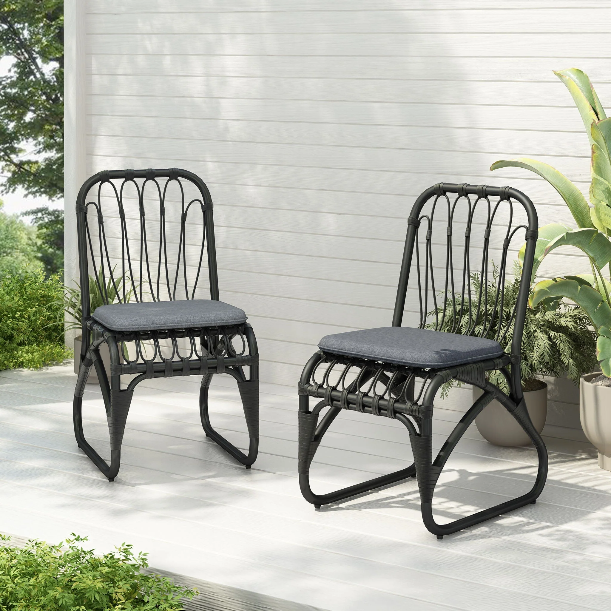 Outdoor Wicker Dining Chairs With Washable Cushion (Set of 2) - Image 6