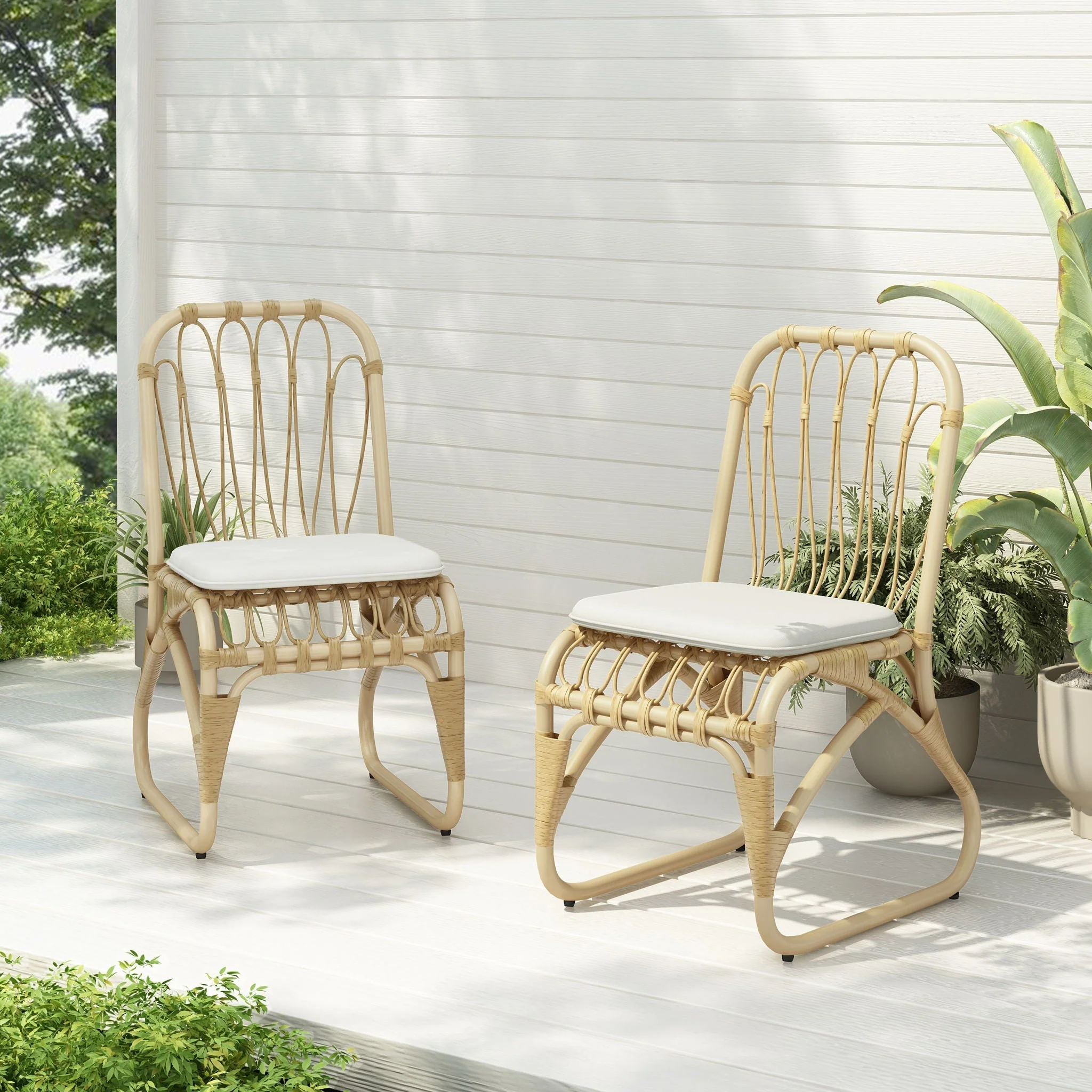 Outdoor Wicker Dining Chairs With Washable Cushion (Set of 2) - Image 7