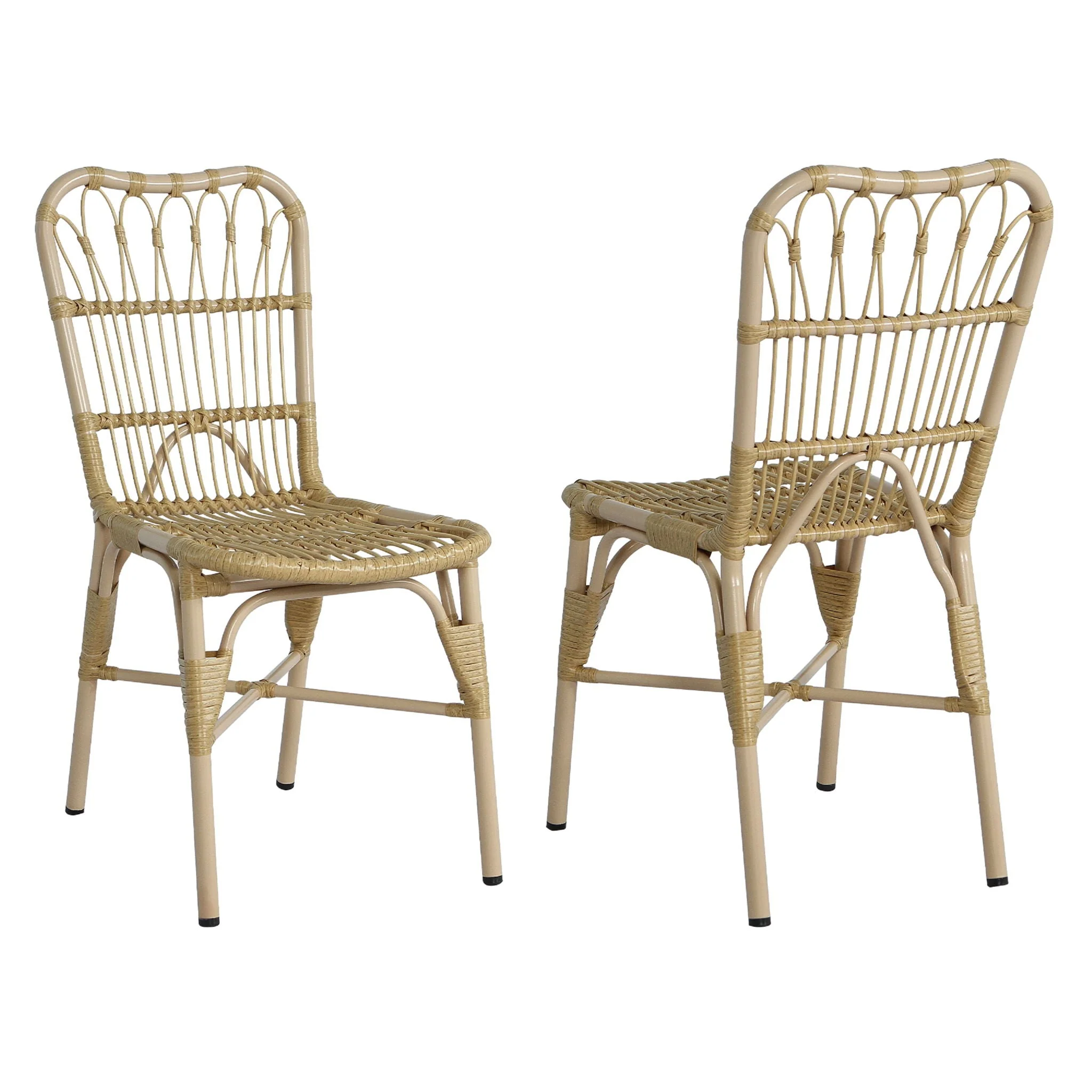 Outdoor Wicker Patio Dining Chairs Set with Durable Frame and Rattan Weave - Image 2