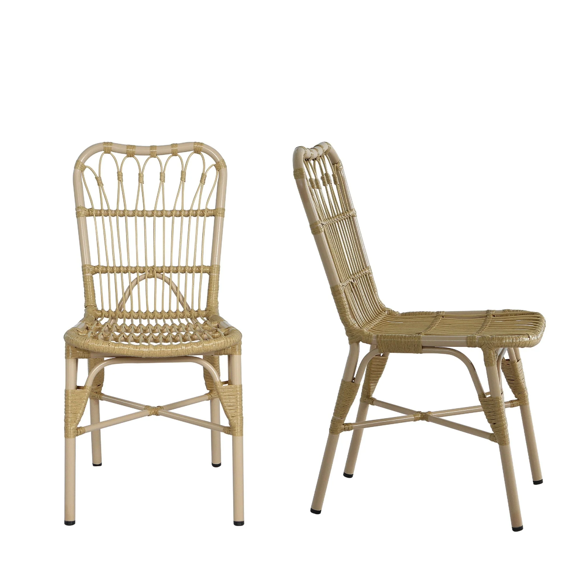 Outdoor Wicker Patio Dining Chairs Set with Durable Frame and Rattan Weave - Image 3