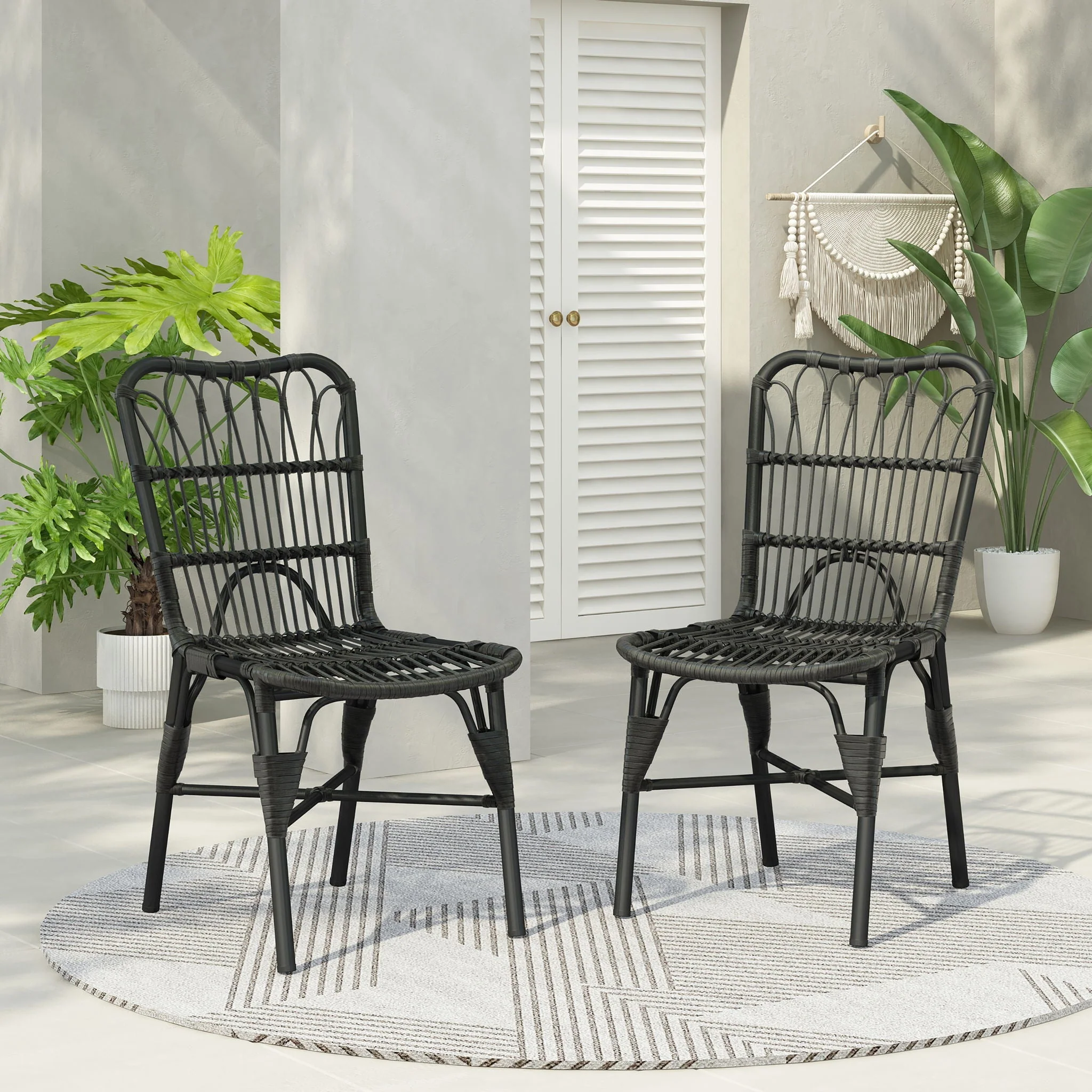 Outdoor Wicker Patio Dining Chairs Set with Durable Frame and Rattan Weave - Image 4
