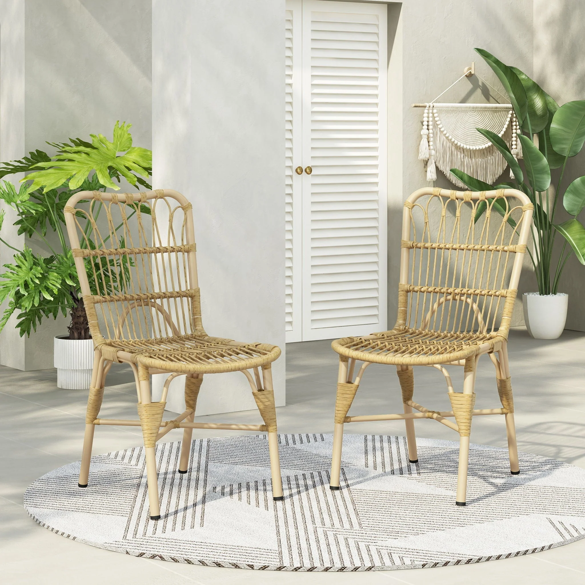 Outdoor Wicker Patio Dining Chairs Set with Durable Frame and Rattan Weave - Image 7