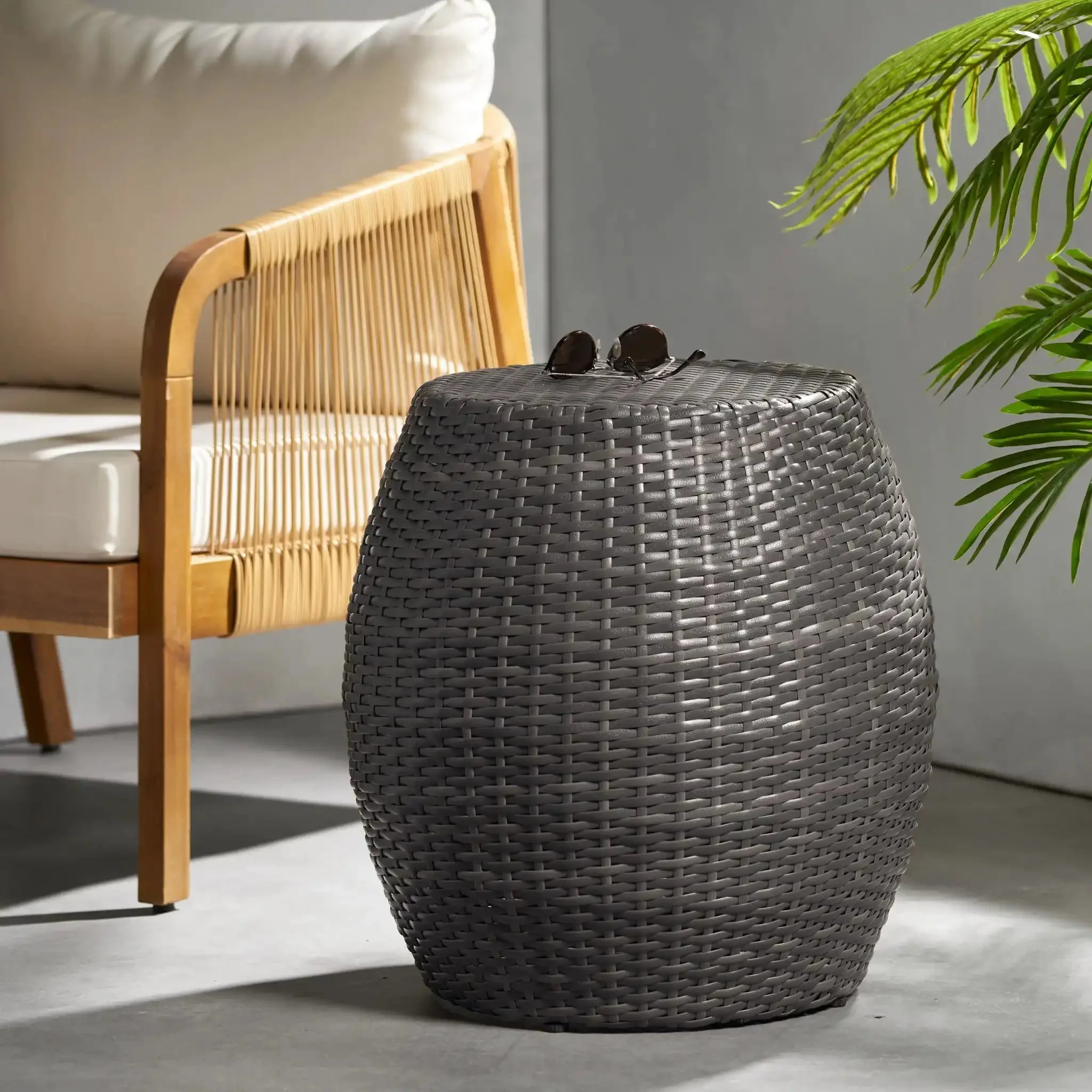 Outdoor Wicker Patio Side Table - Image 5