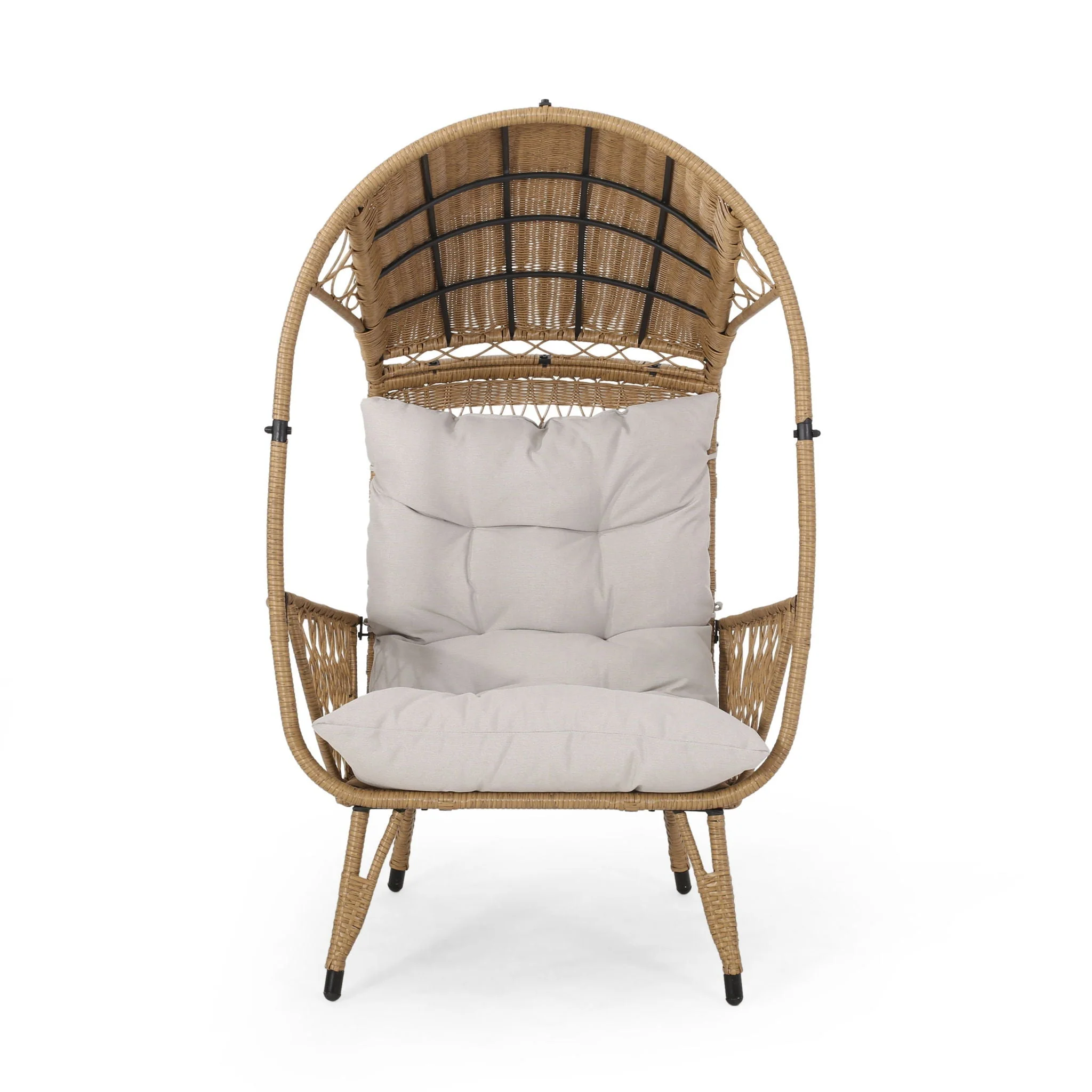 Outdoor Wicker Standing Basket Chair With Cushion - Image 2