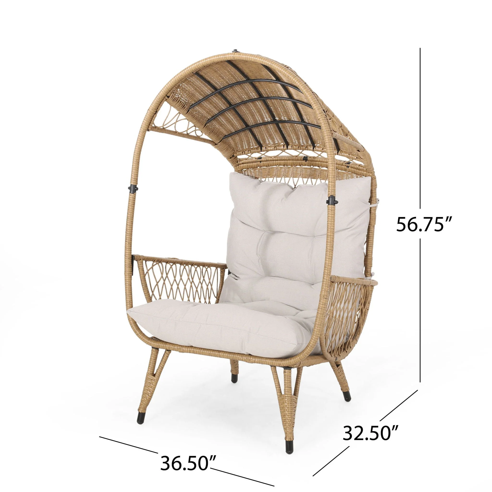 Outdoor Wicker Standing Basket Chair With Cushion - Image 5