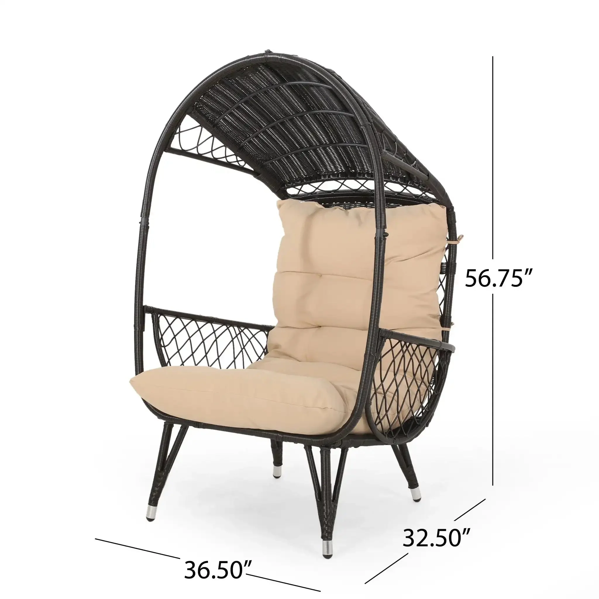 Outdoor Wicker Standing Basket Chair With Cushion - Image 8