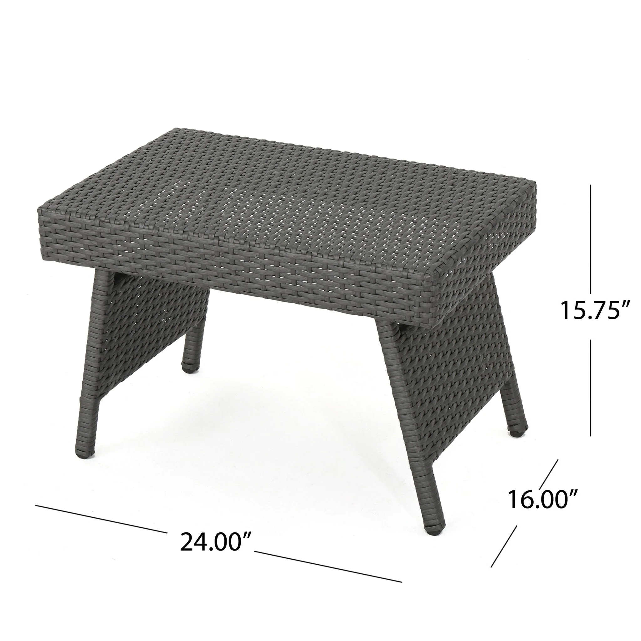 Outdoor Wicker Table With Rectangular Tabletop - Gray - Image 2