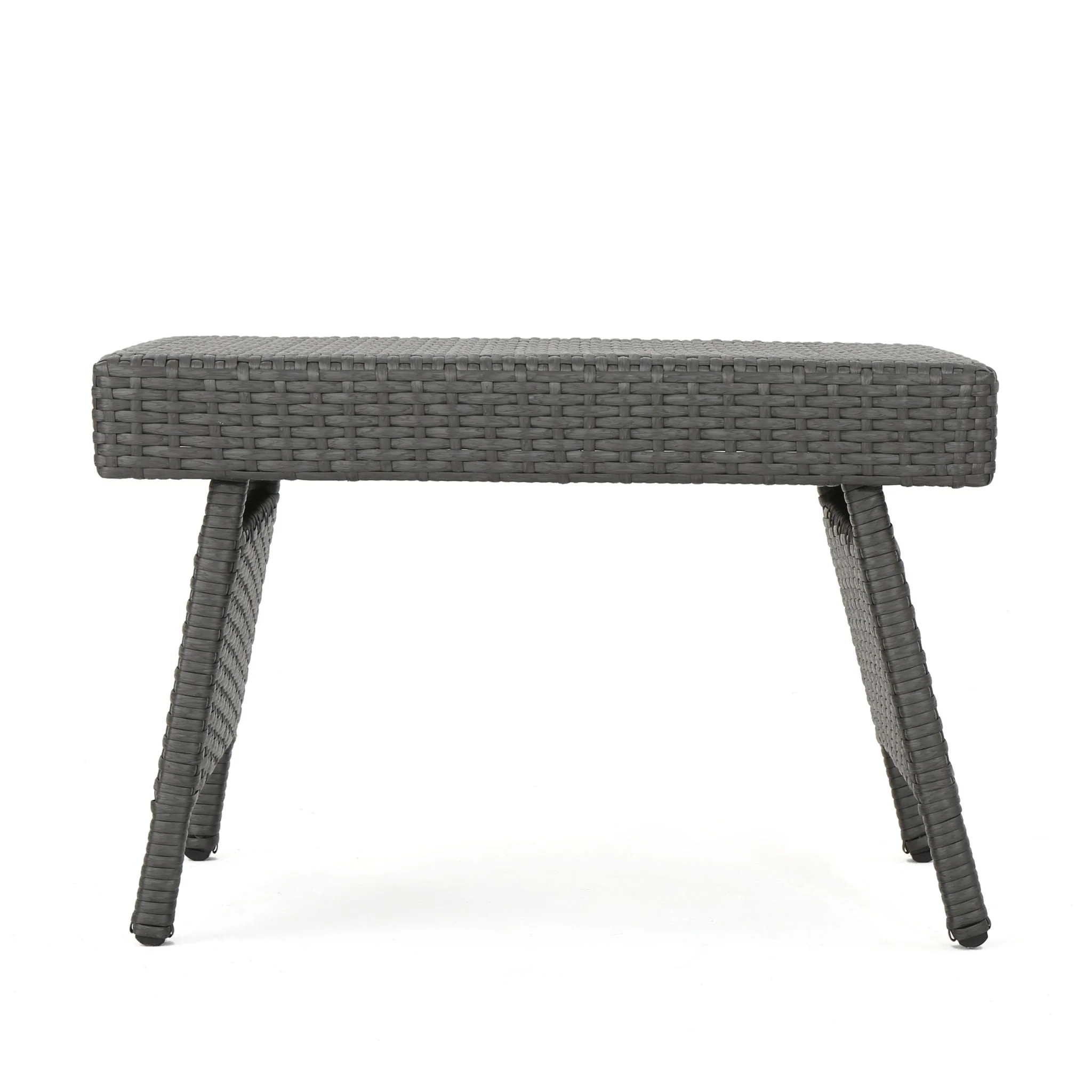Outdoor Wicker Table With Rectangular Tabletop - Gray - Image 3