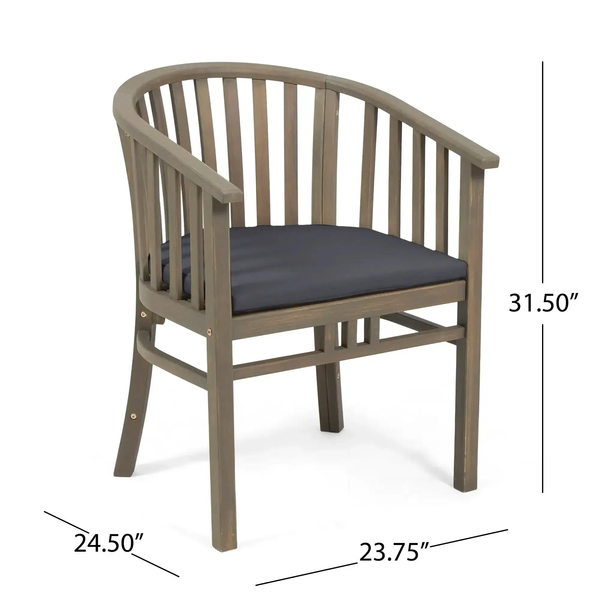 Outdoor Wooden Dining Chairs With Cushions (Set of 2) - Image 3