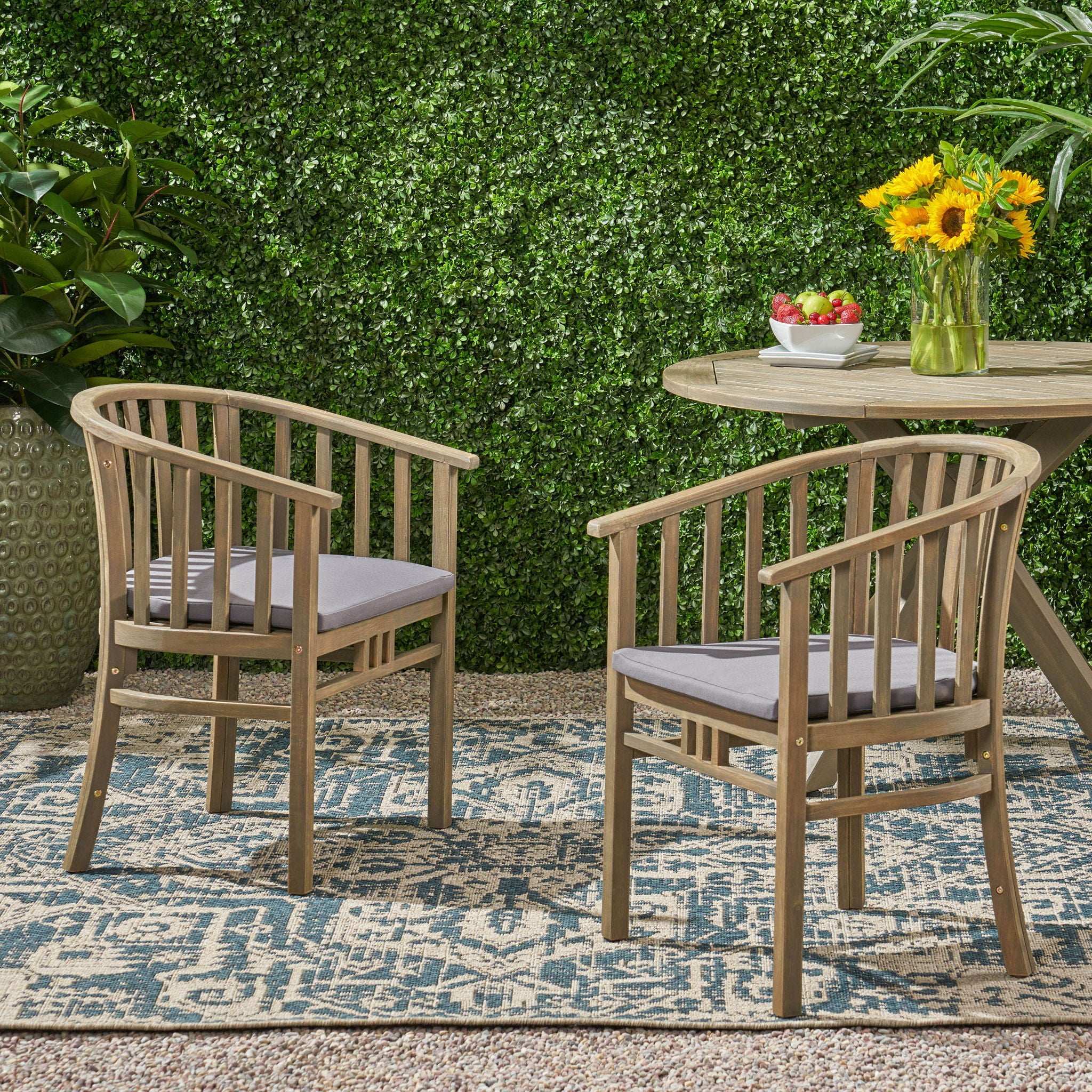 Outdoor Wooden Dining Chairs With Cushions (Set of 2) - Image 5