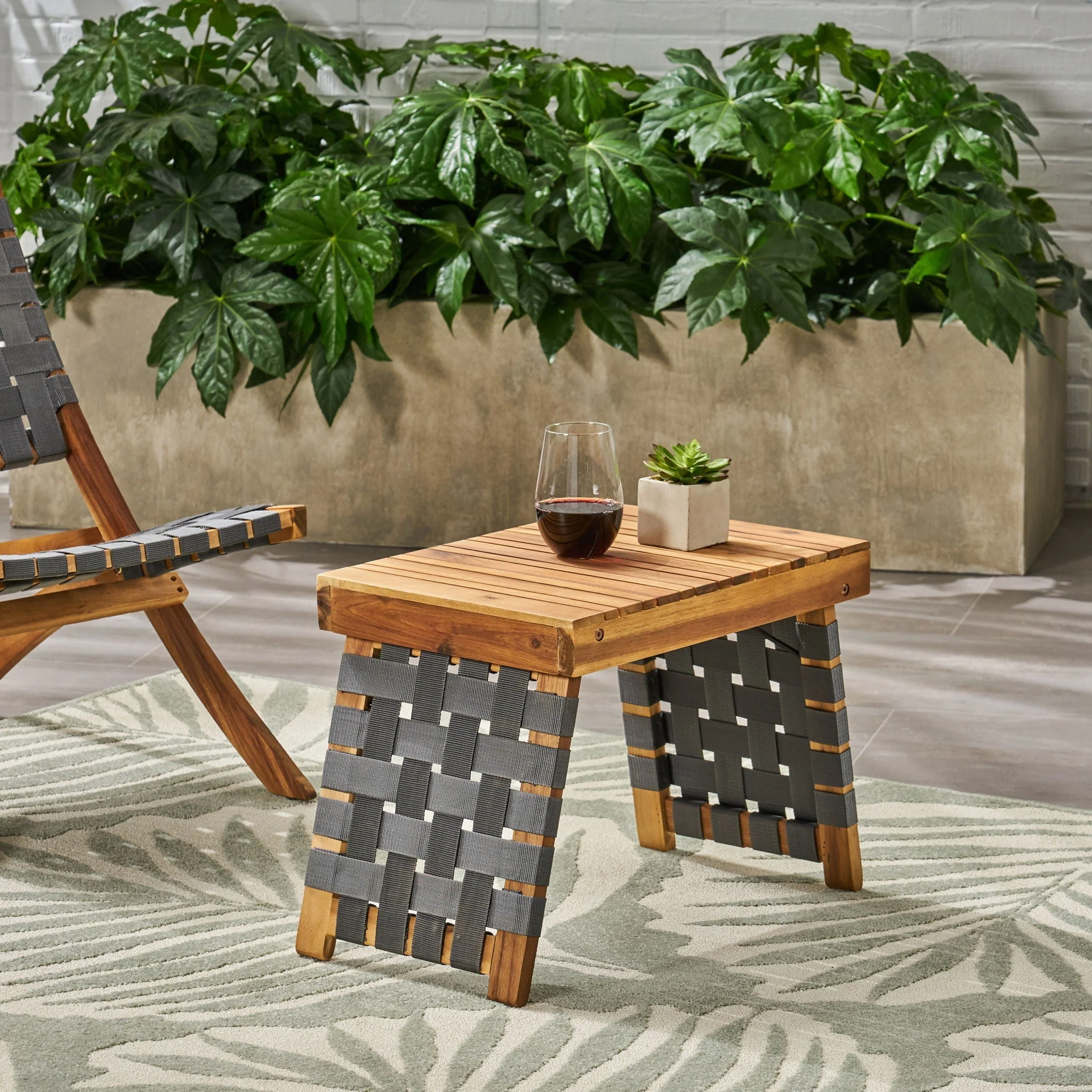 Outdoor Wooden Foldable Side Table - Teak - Image 3