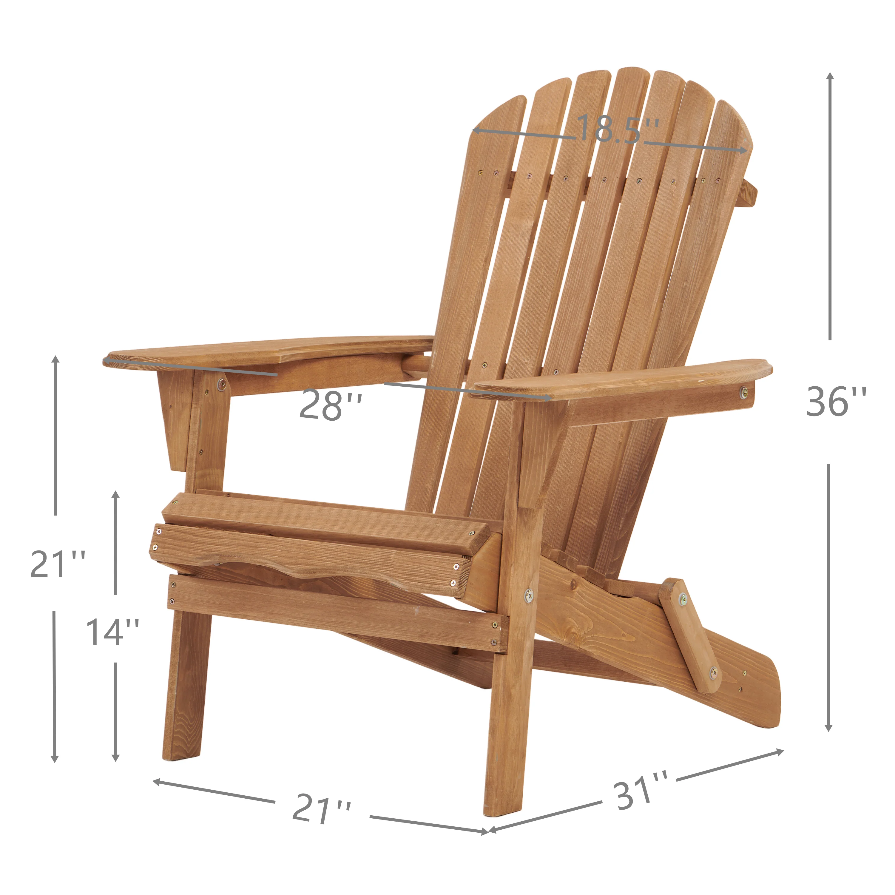 Outdoor Wooden Folding Adirondack Chair Set of 2 - Image 4