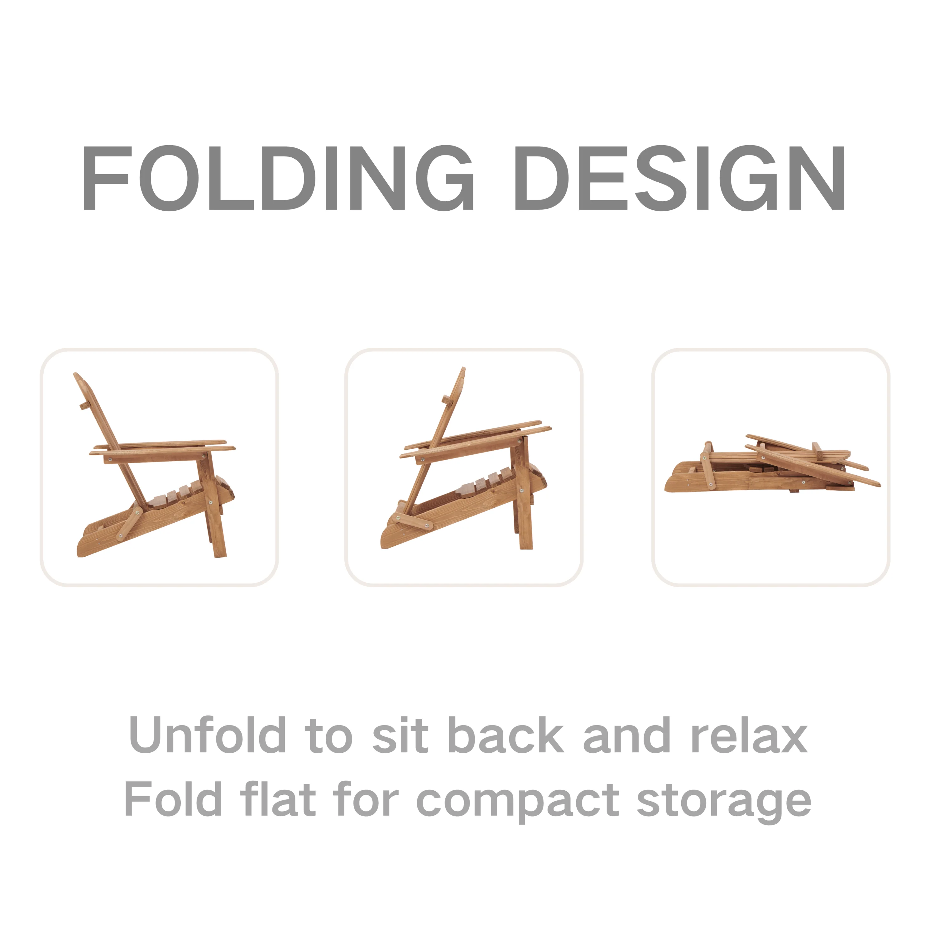 Outdoor Wooden Folding Adirondack Chair Set of 2 - Image 6