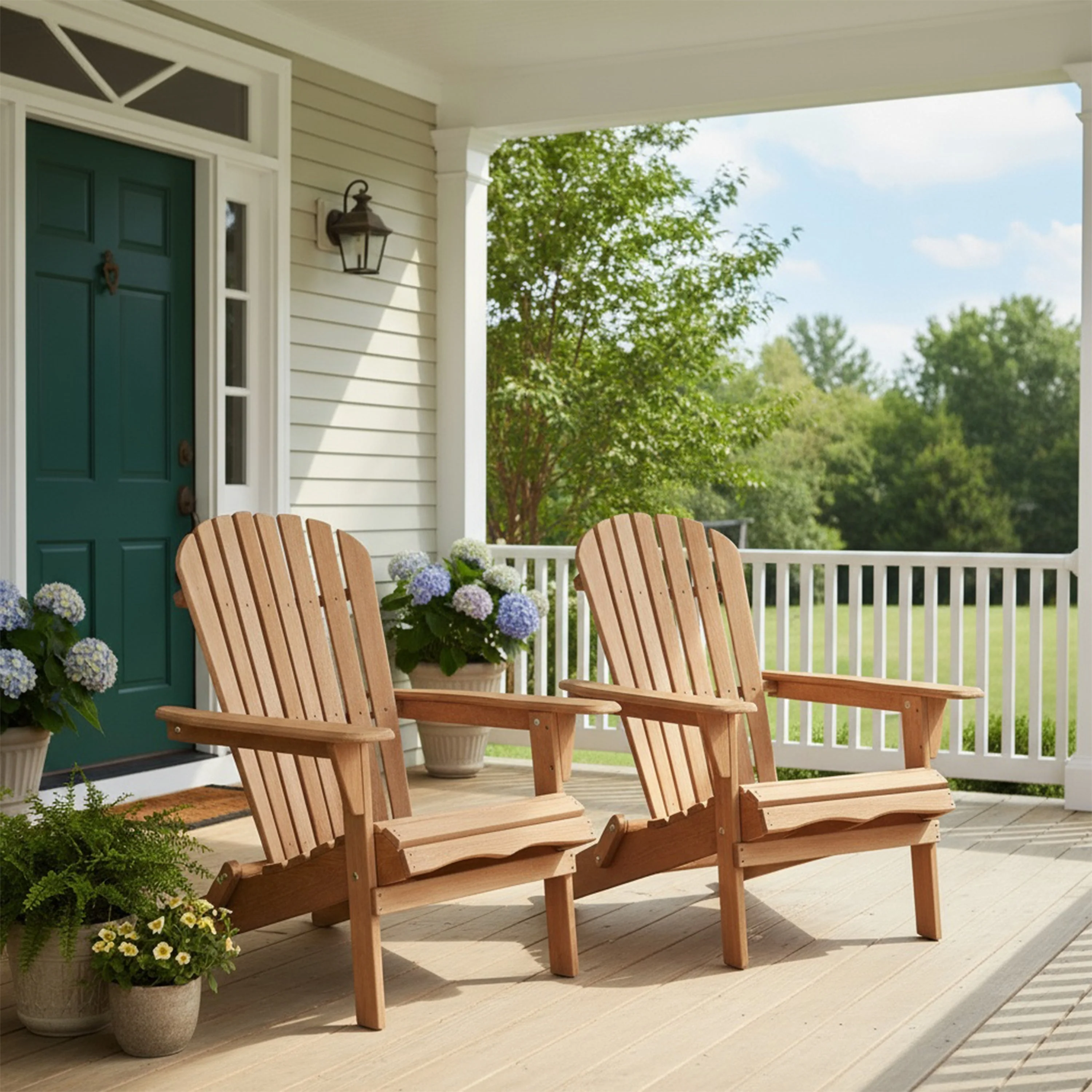 Outdoor Wooden Folding Adirondack Chair Set of 2 - Image 8