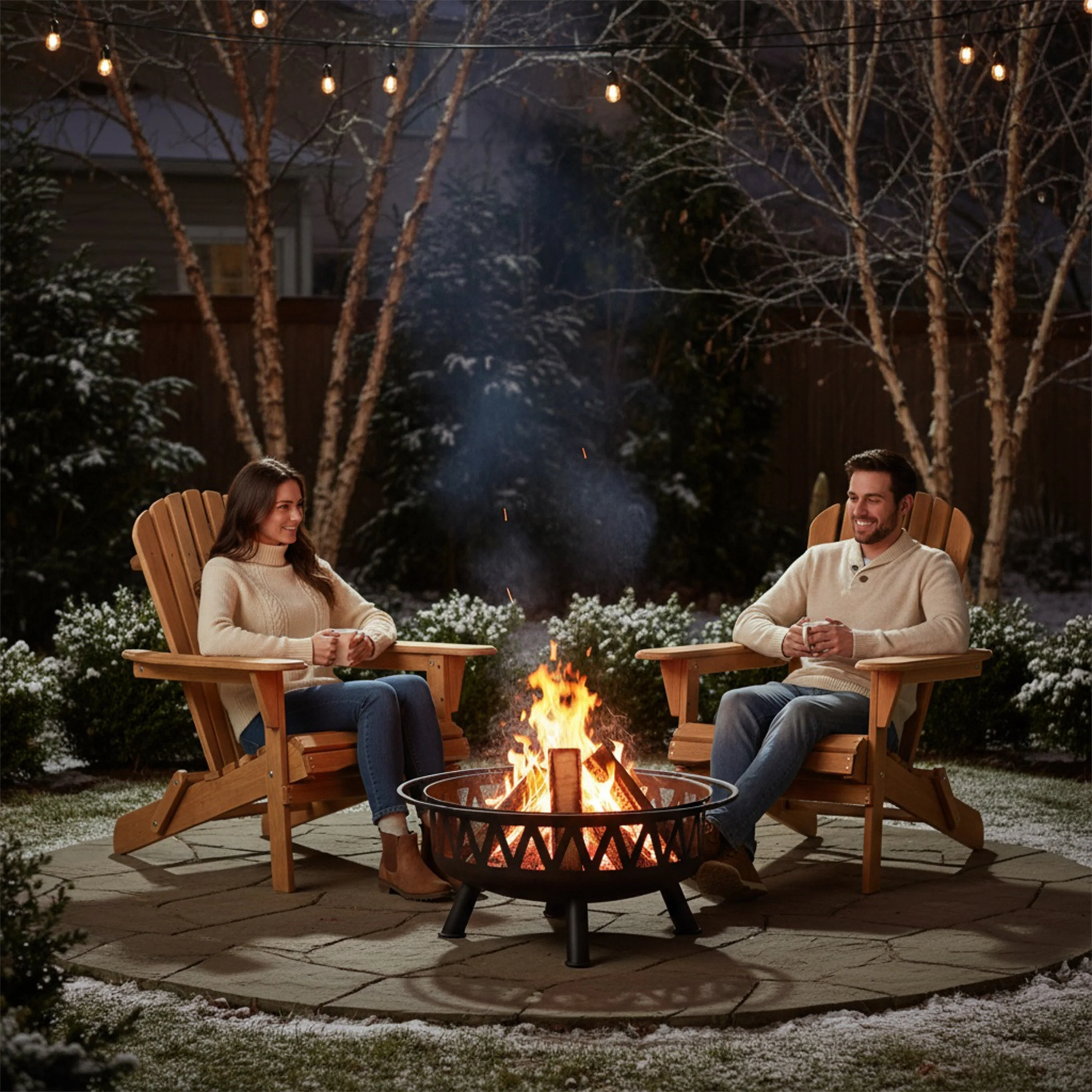 Outdoor Wooden Folding Adirondack Chair Set of 2 - Image 9