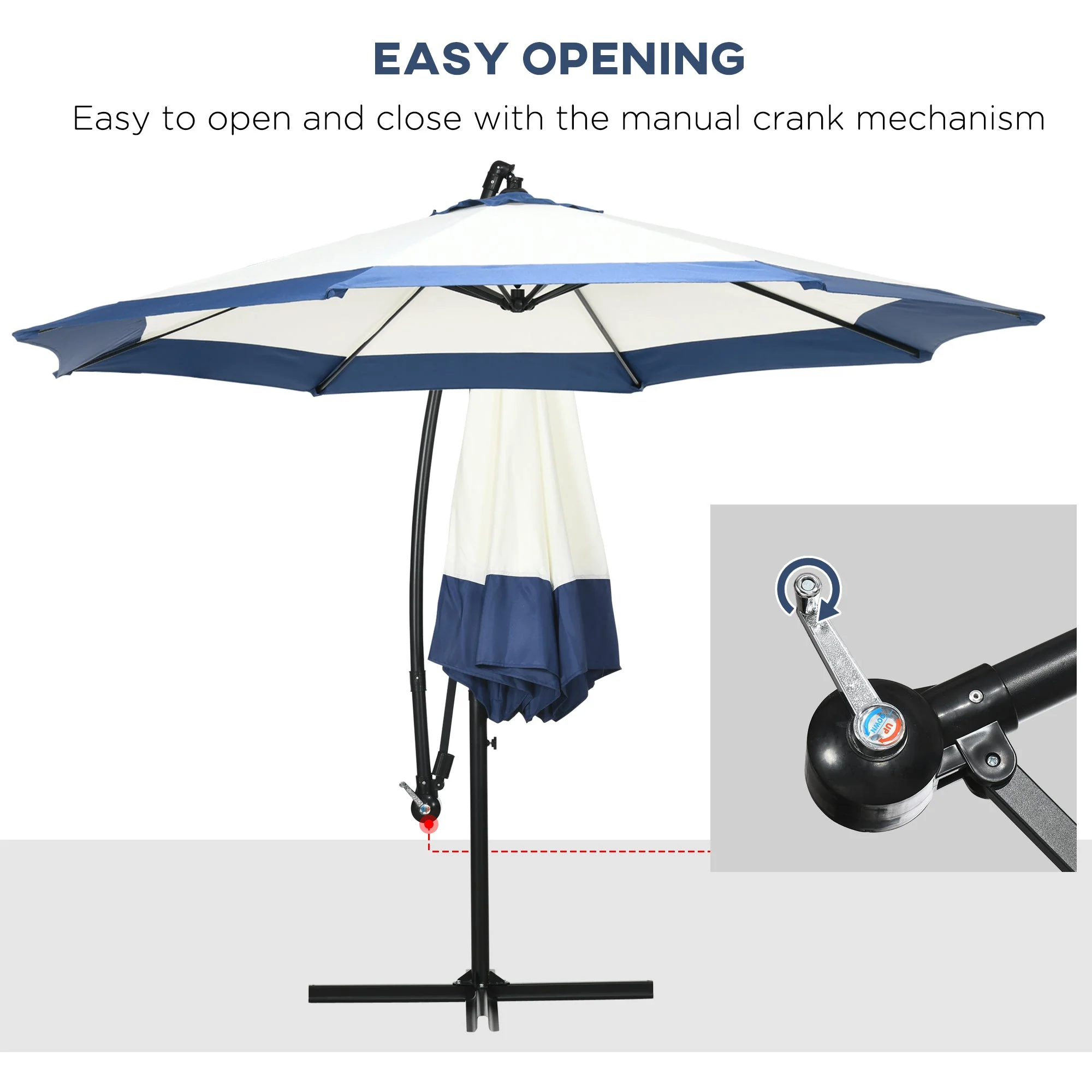 Outsunny 10FT Cantilever Umbrella with Crank and Cross Base - Image 4