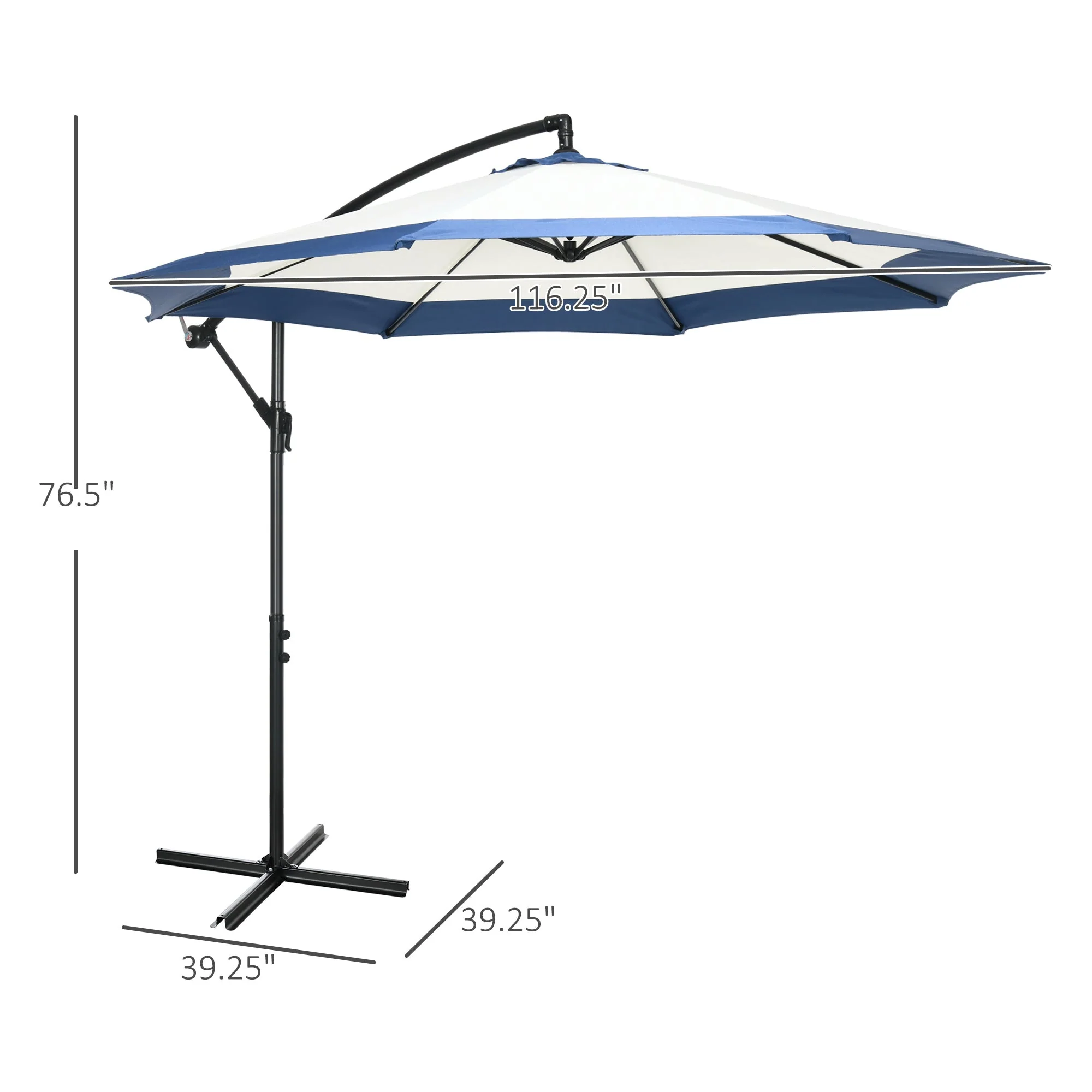 Outsunny 10FT Cantilever Umbrella with Crank and Cross Base - Image 5