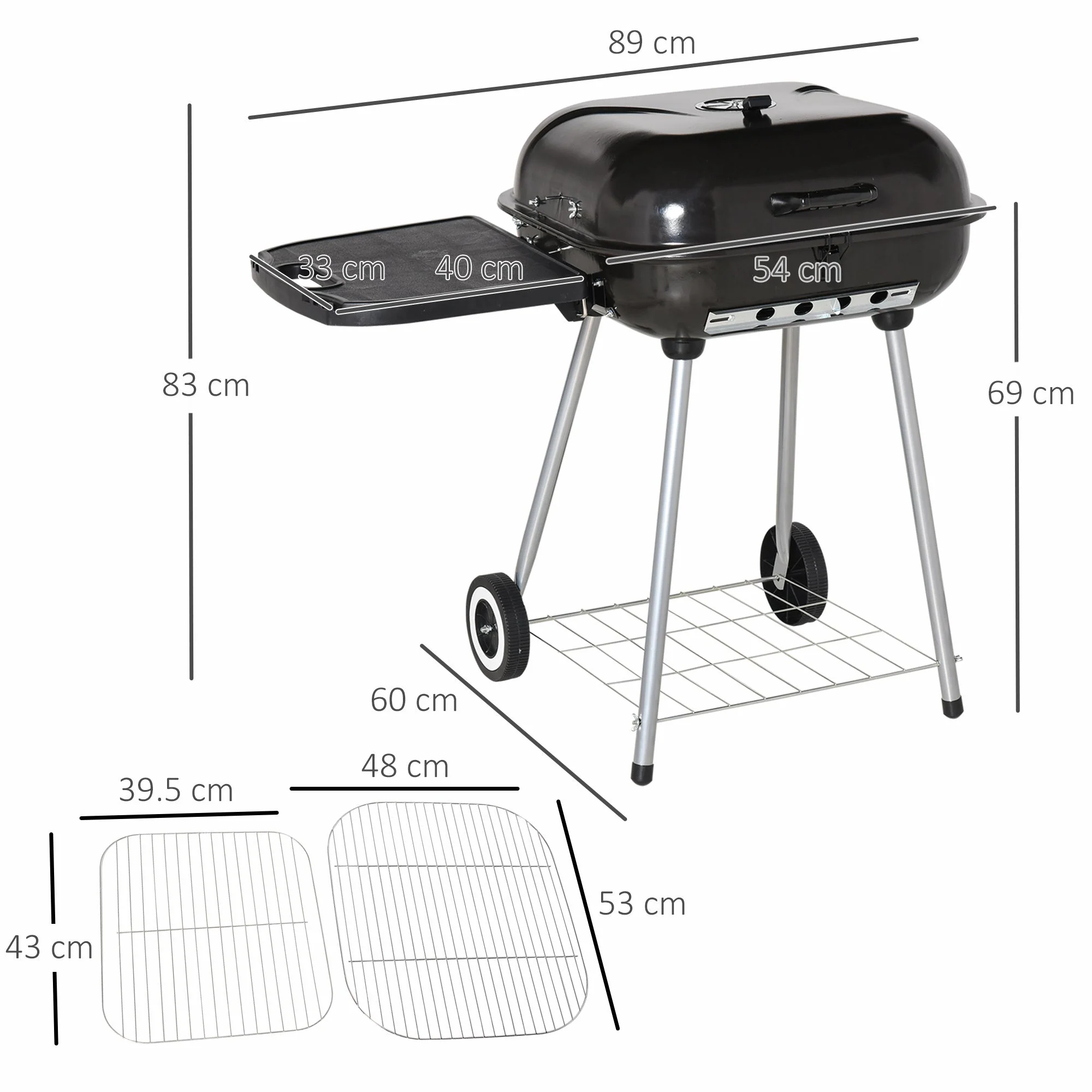 Outsunny 21' Portable Charcoal Grill with Wheels and Bottom Shelf - Image 11