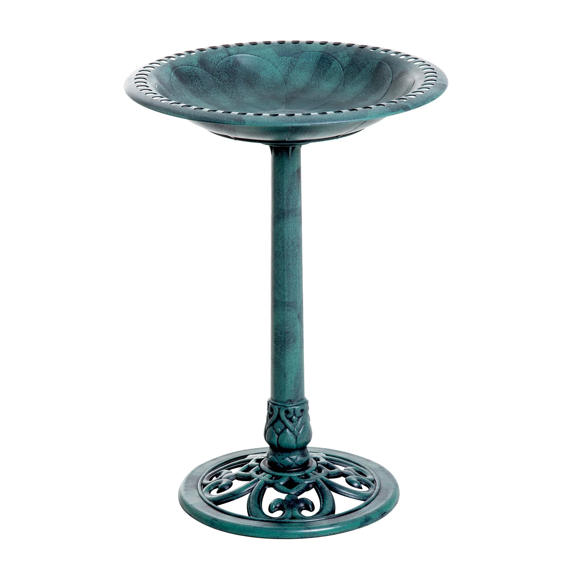 Outsunny 28'' Bird Bath Outdoor Resin Decor with Fleur De Lis Pattern - Image 3