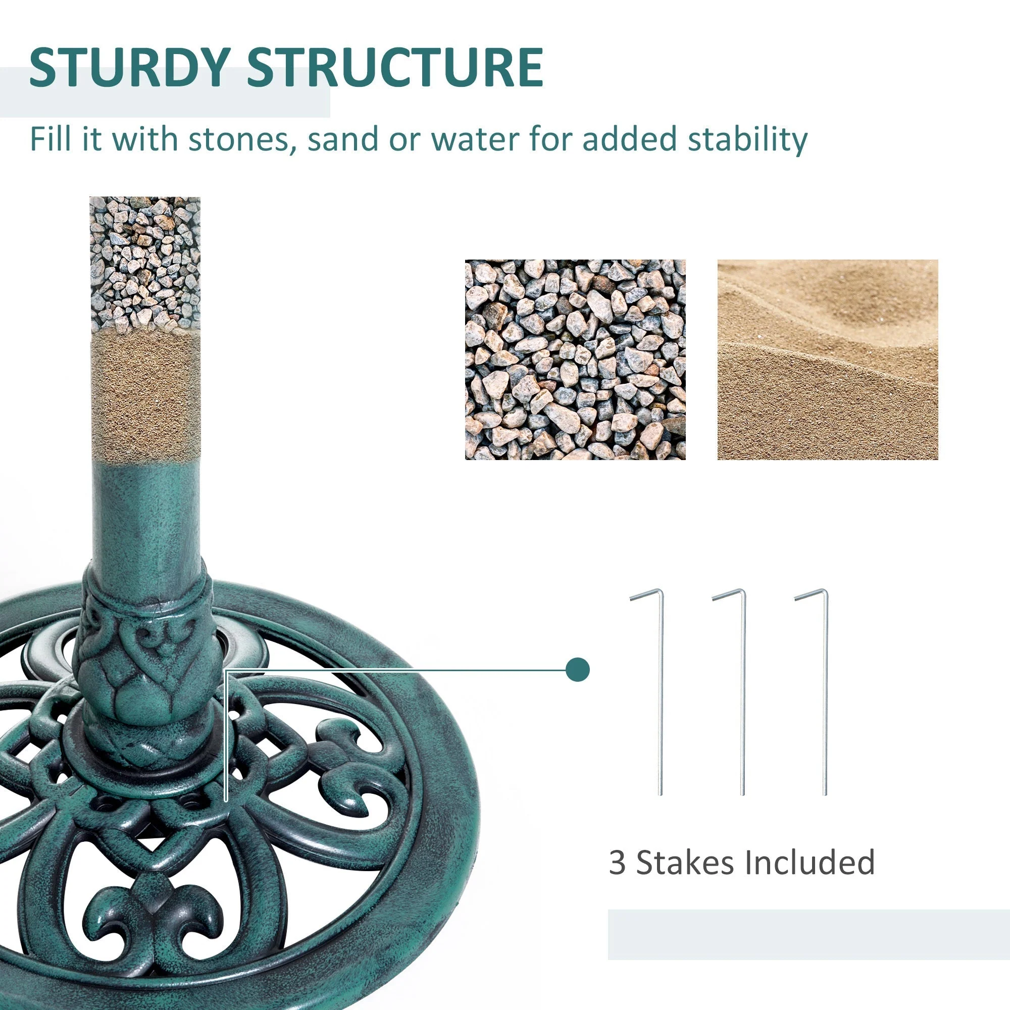 Outsunny 28'' Bird Bath Outdoor Resin Decor with Fleur De Lis Pattern - Image 8