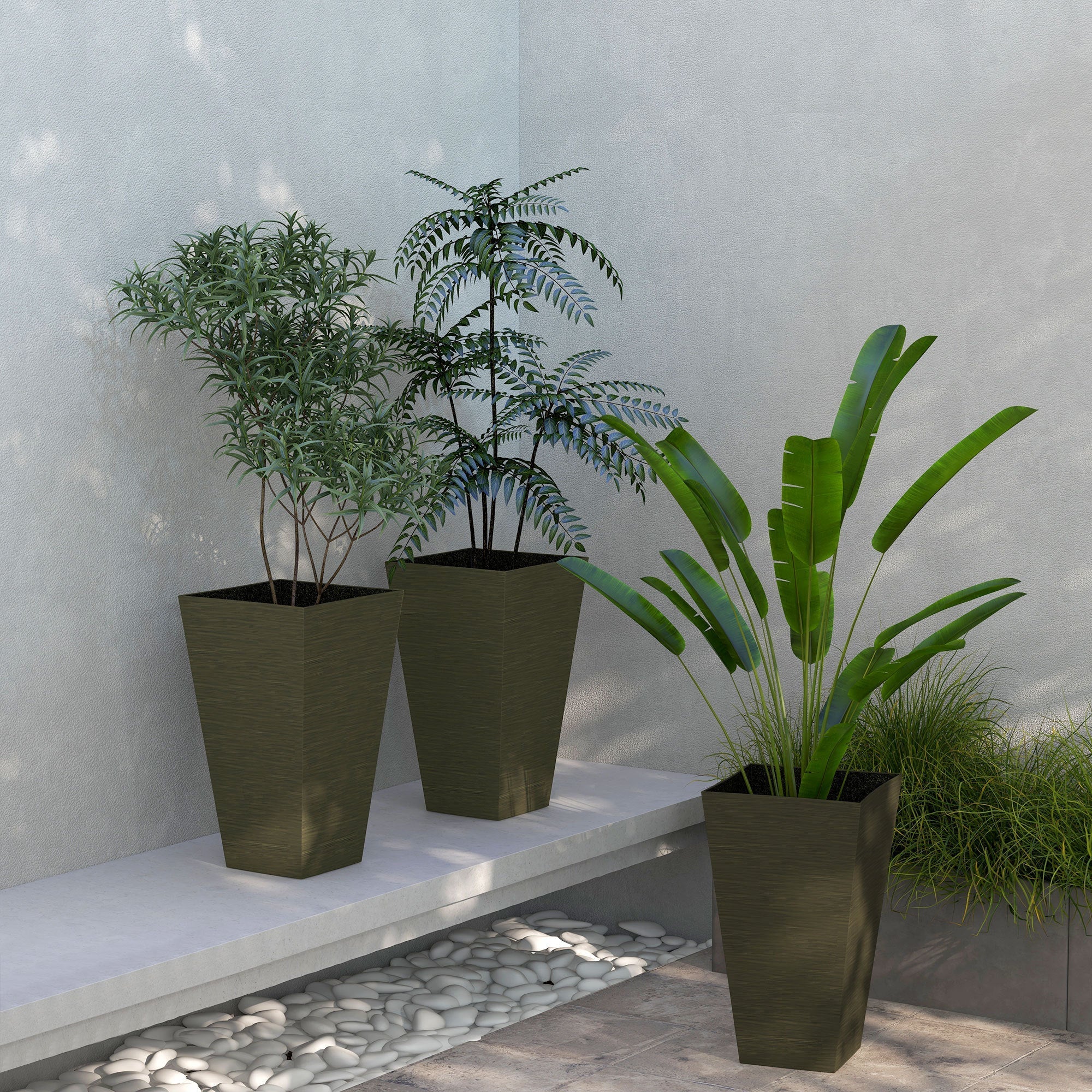 Outsunny 28" Tall Outdoor Planters, Set of 3 - Image 2