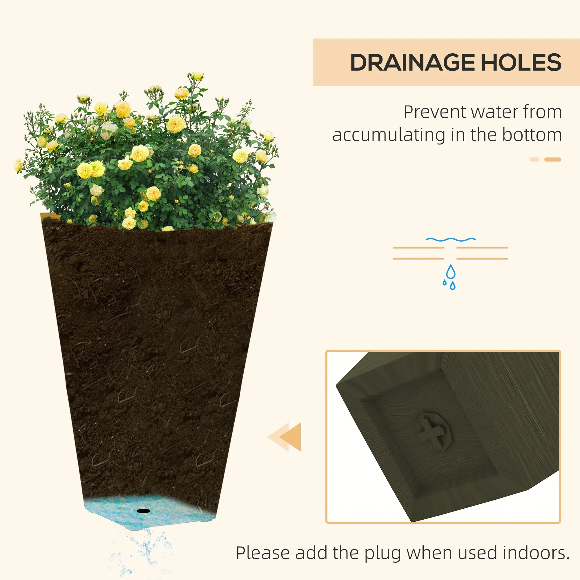 Outsunny 28" Tall Outdoor Planters, Set of 3 - Image 5