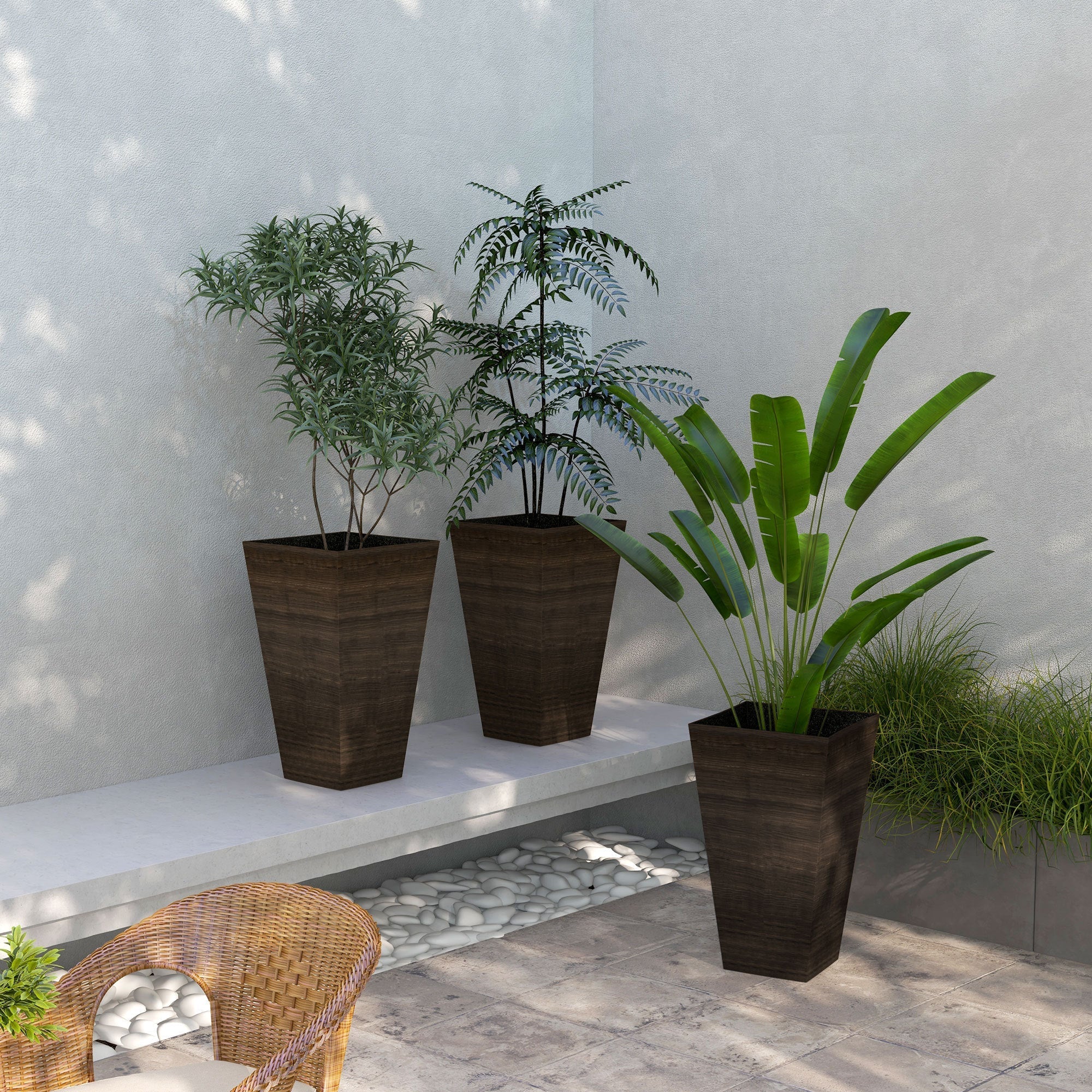 Outsunny 28" Tall Outdoor Planters, Set of 3 Large Taper Planters - Image 2