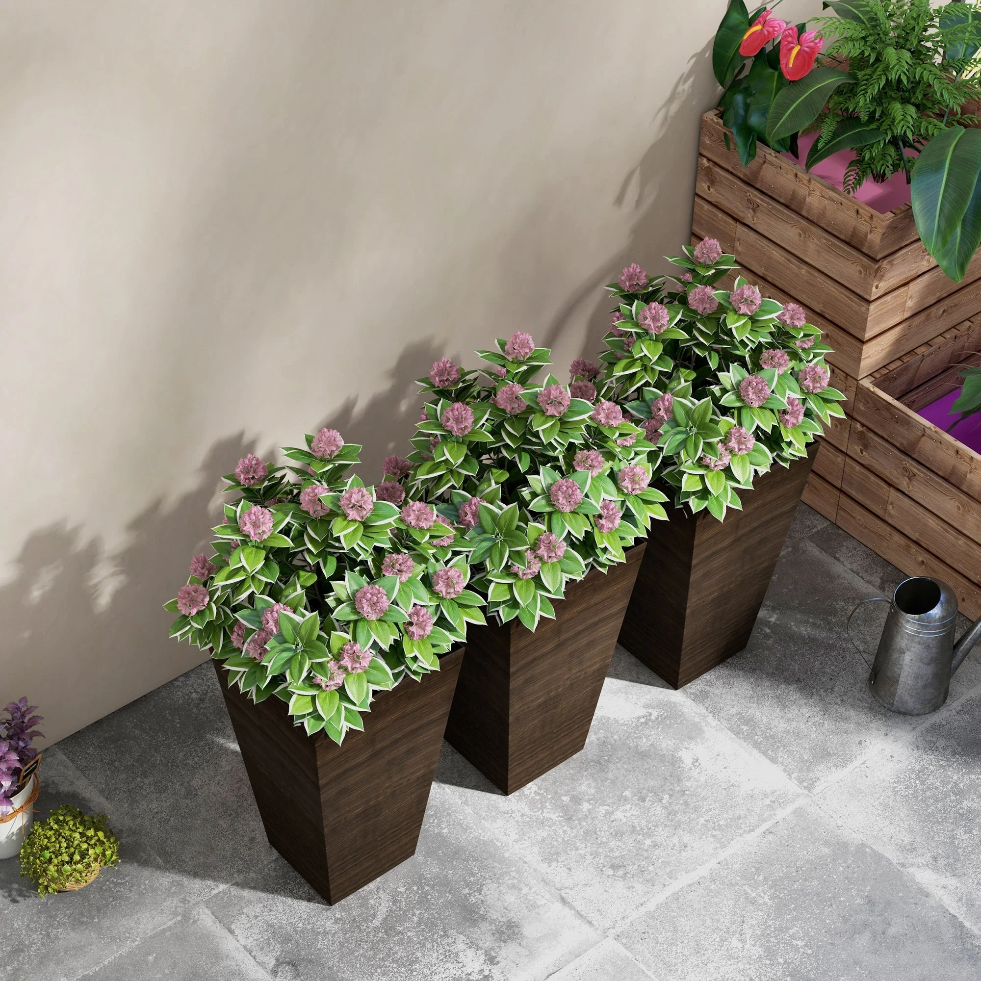 Outsunny 28" Tall Outdoor Planters, Set of 3 Large Taper Planters - Image 7