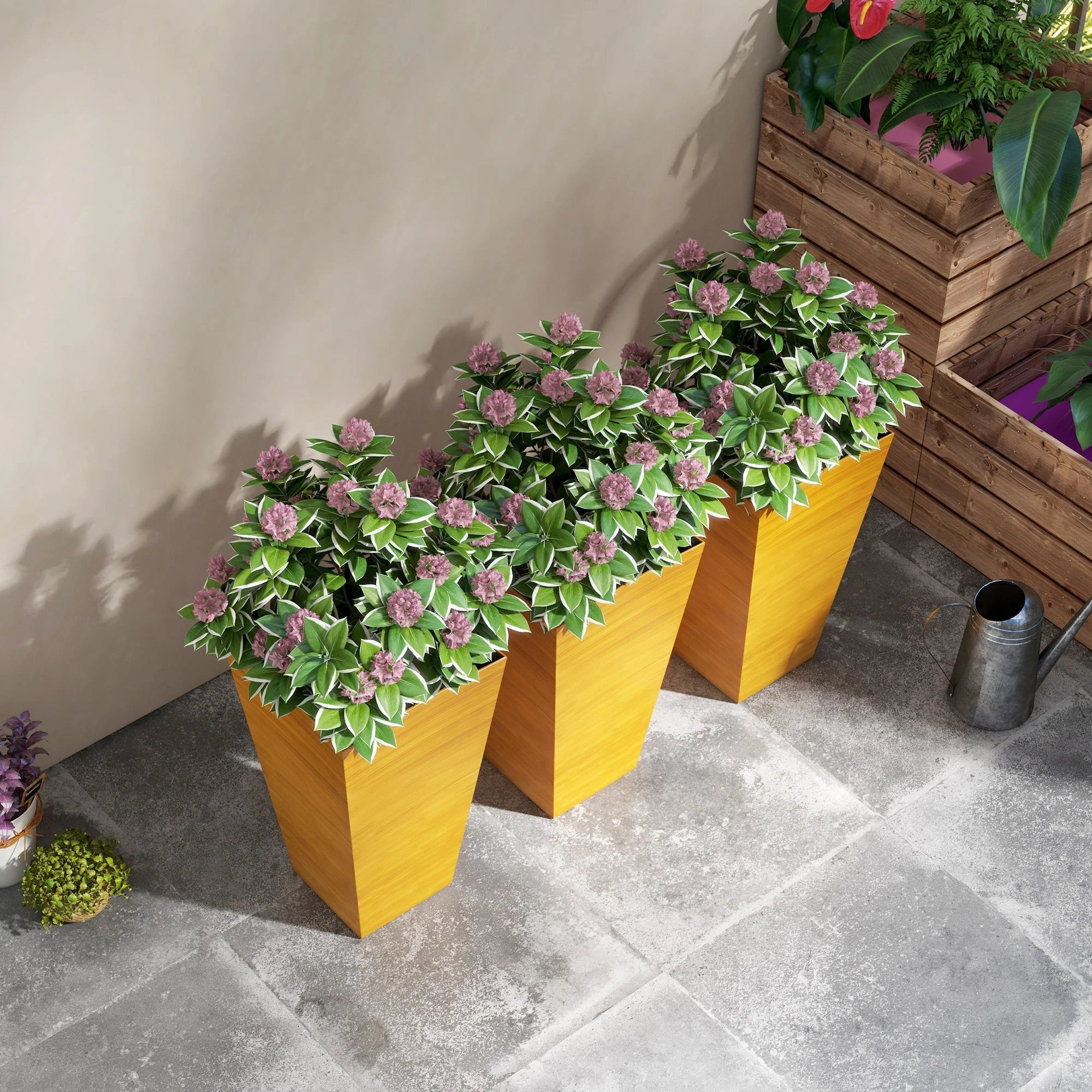 Outsunny 28" Tall Outdoor Planters Set of 3 with Drainage Holes - Image 7
