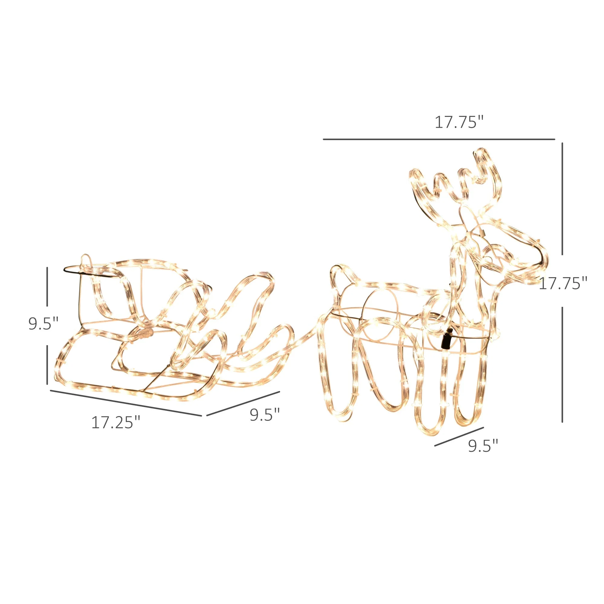 Outsunny 35' LED Reindeer Sleigh Outdoor Christmas Decoration - Image 3