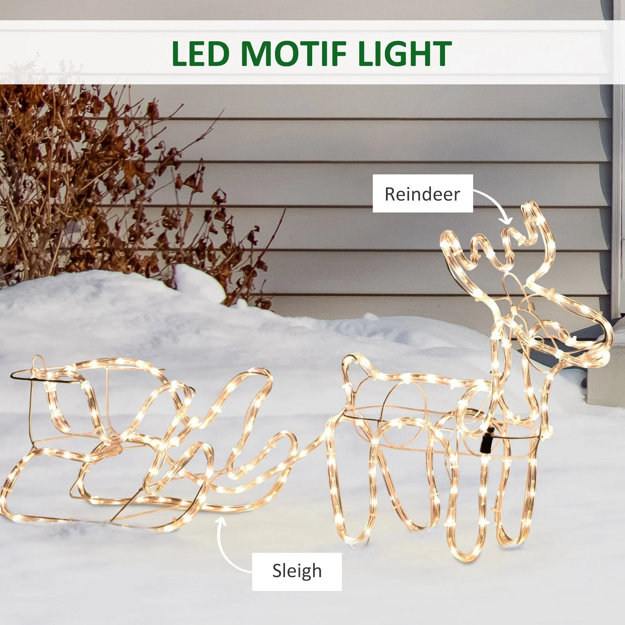 Outsunny 35' LED Reindeer Sleigh Outdoor Christmas Decoration - Image 4