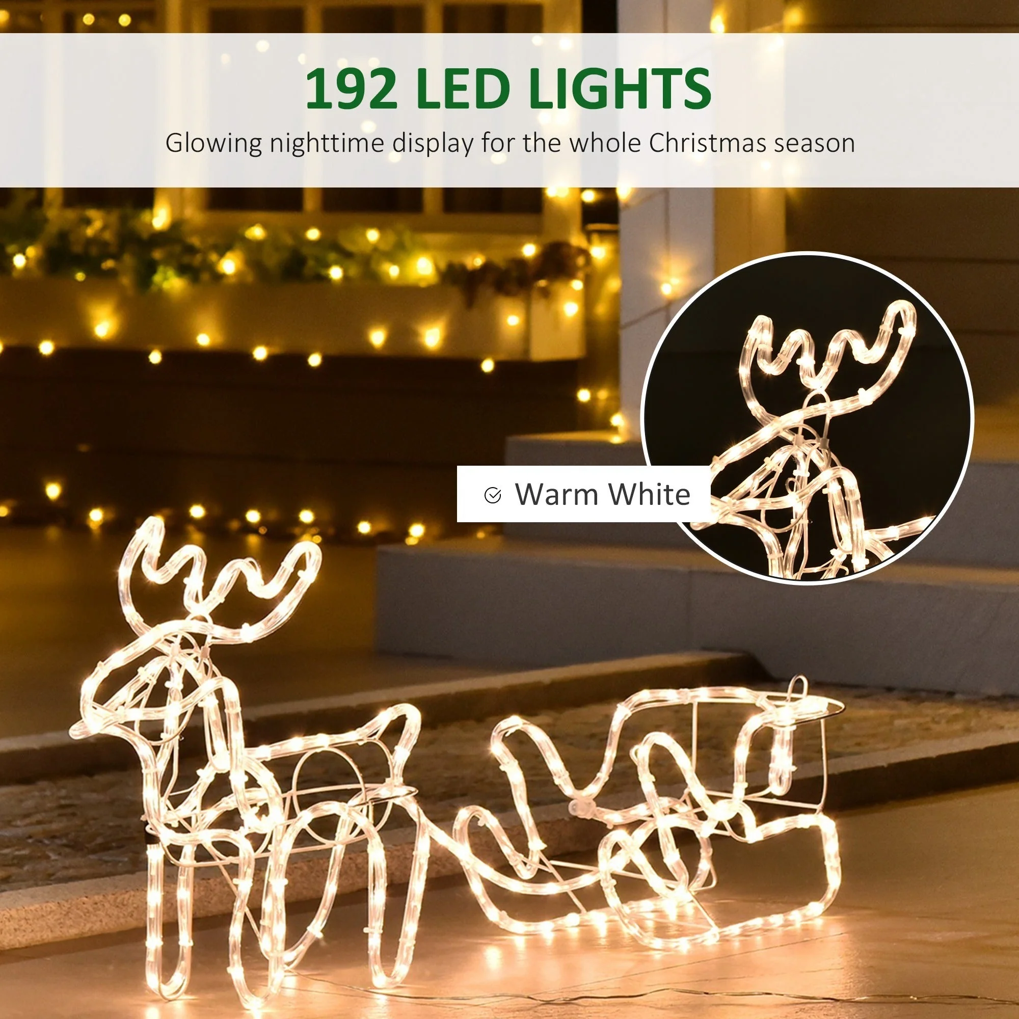 Outsunny 35' LED Reindeer Sleigh Outdoor Christmas Decoration - Image 5