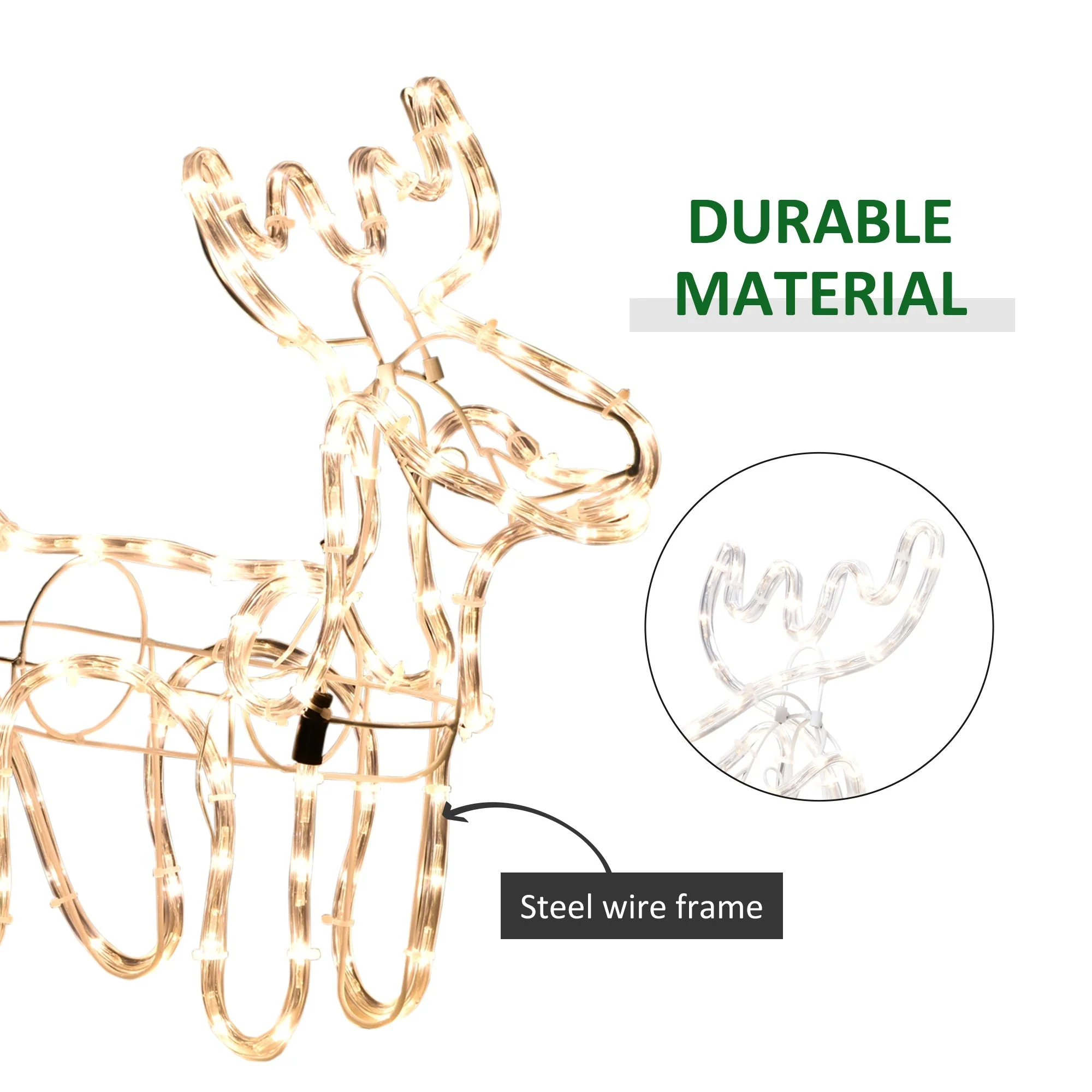 Outsunny 35' LED Reindeer Sleigh Outdoor Christmas Decoration - Image 6