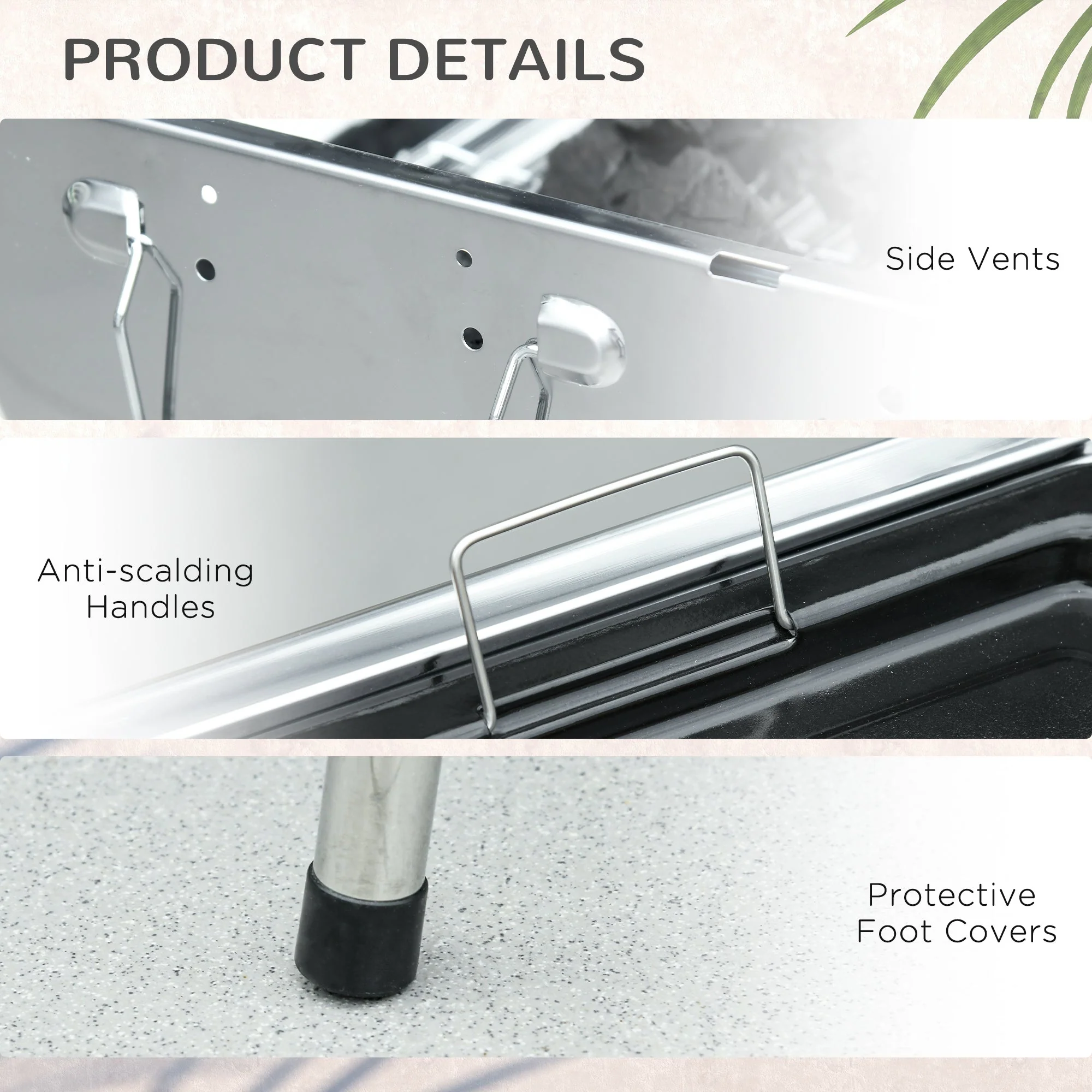 Outsunny Charcoal Grill Stainless Steel Portable Folding BBQ - Image 6