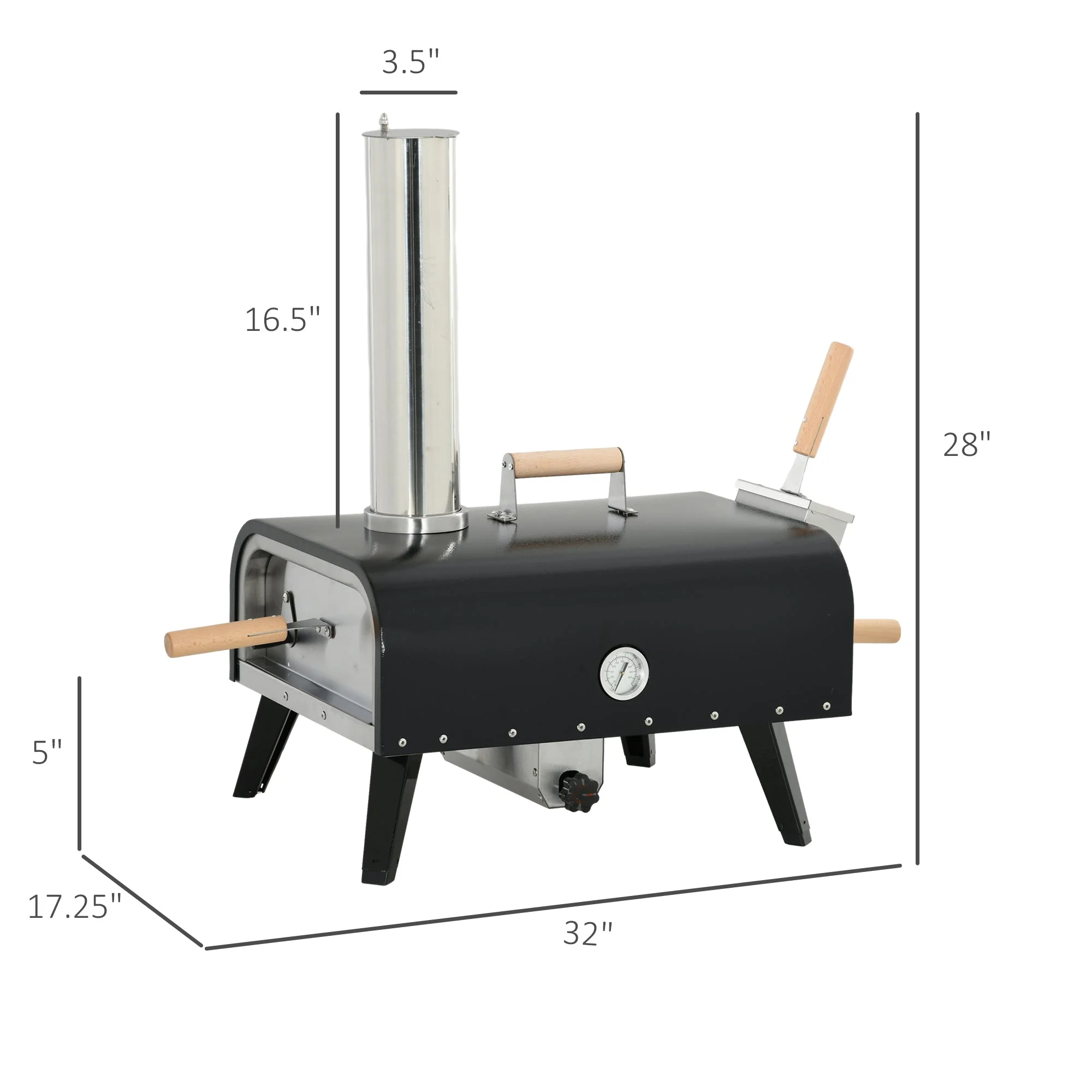 Outsunny Outdoor Pizza Oven with 12" Rotating Stone and Foldable Legs - Image 3