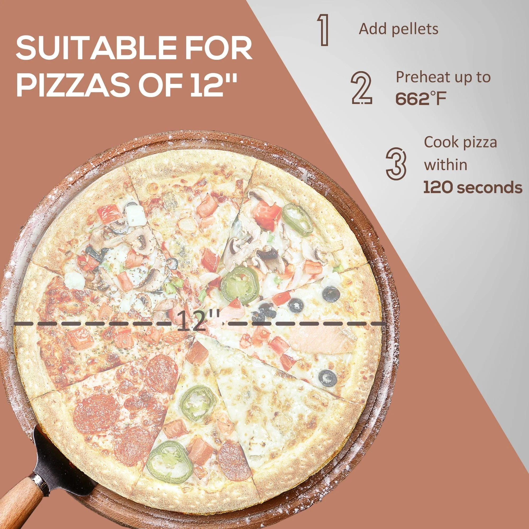 Outsunny Outdoor Pizza Oven with 12" Rotating Stone and Foldable Legs - Image 4