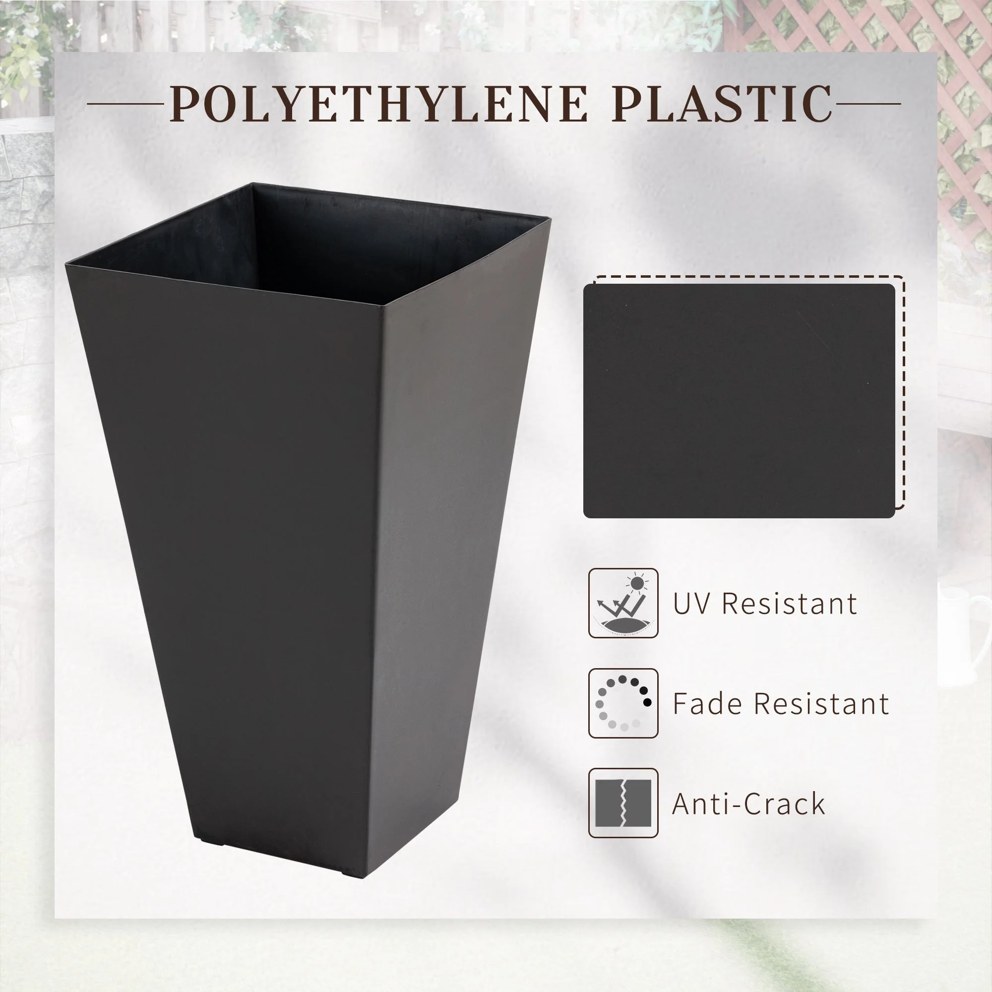 Outsunny Set of 3 Tall Planters with Drainage Hole - Image 5