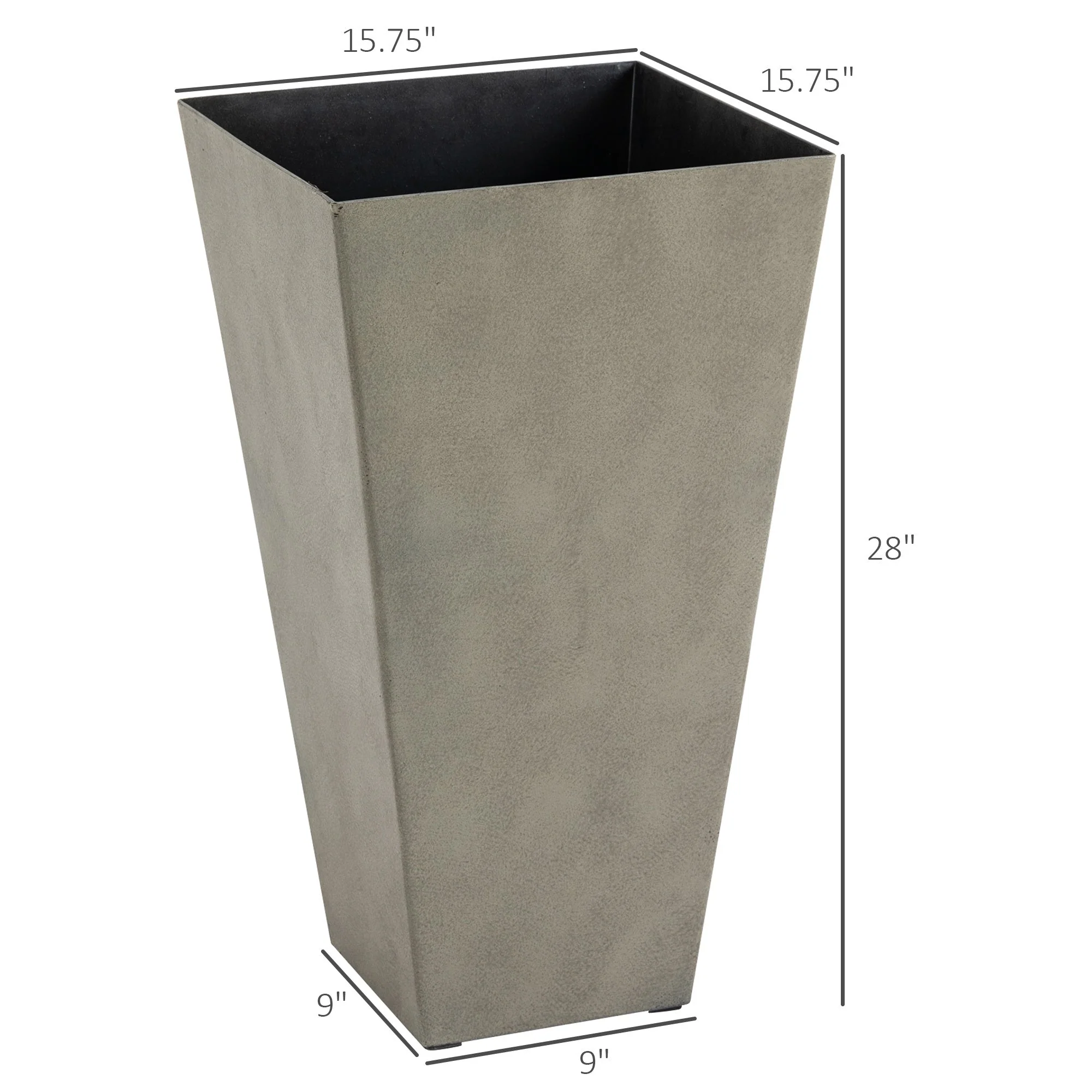 Outsunny Set of 3 Tall Planters with Drainage Hole, Gray - Image 3