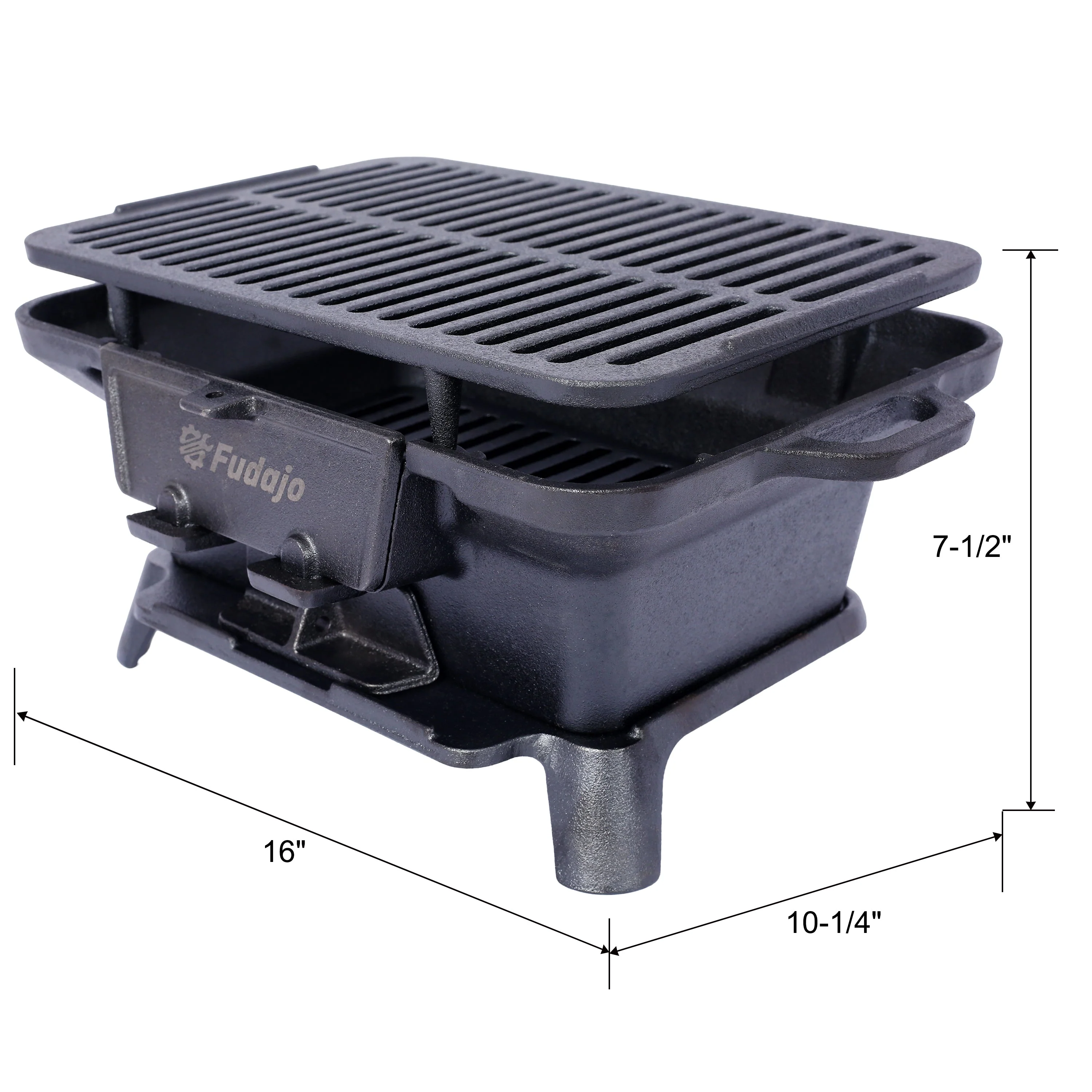 Oval Cast Iron Grill Outdoor Portable Charcoal Tabletop Skillet - Image 17