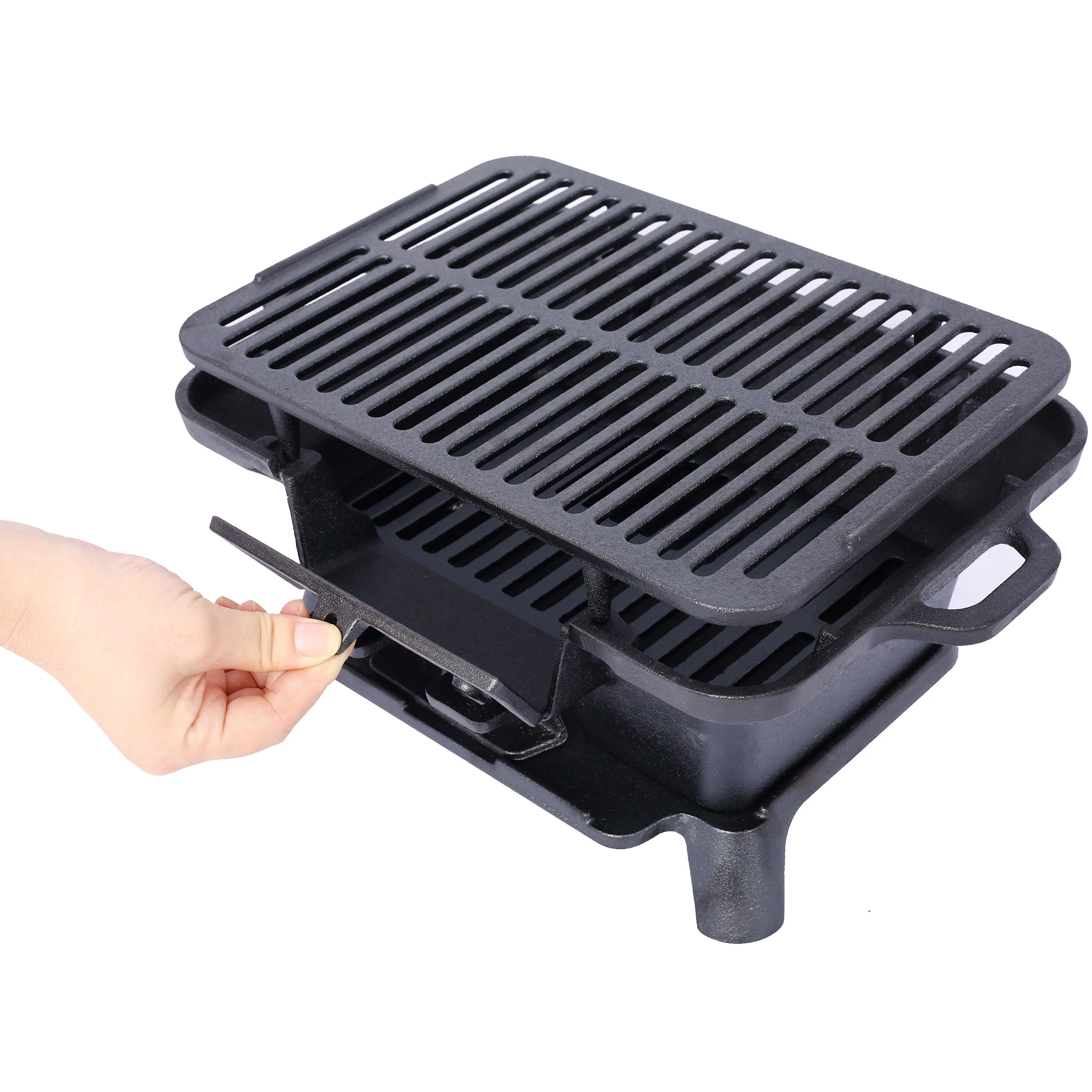Oval Cast Iron Grill Outdoor Portable Charcoal Tabletop Skillet - Image 5