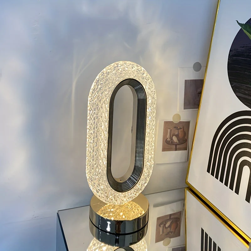 Oval Crystal Table Lamp – USB Charging Luxury Night Light for Bedroom & Office Decor - Image 10
