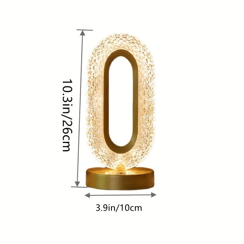 Oval Crystal Table Lamp – USB Charging Luxury Night Light for Bedroom & Office Decor - Image 4