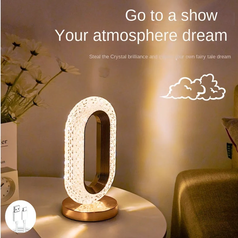 Oval Crystal Table Lamp – USB Charging Luxury Night Light for Bedroom & Office Decor - Image 6