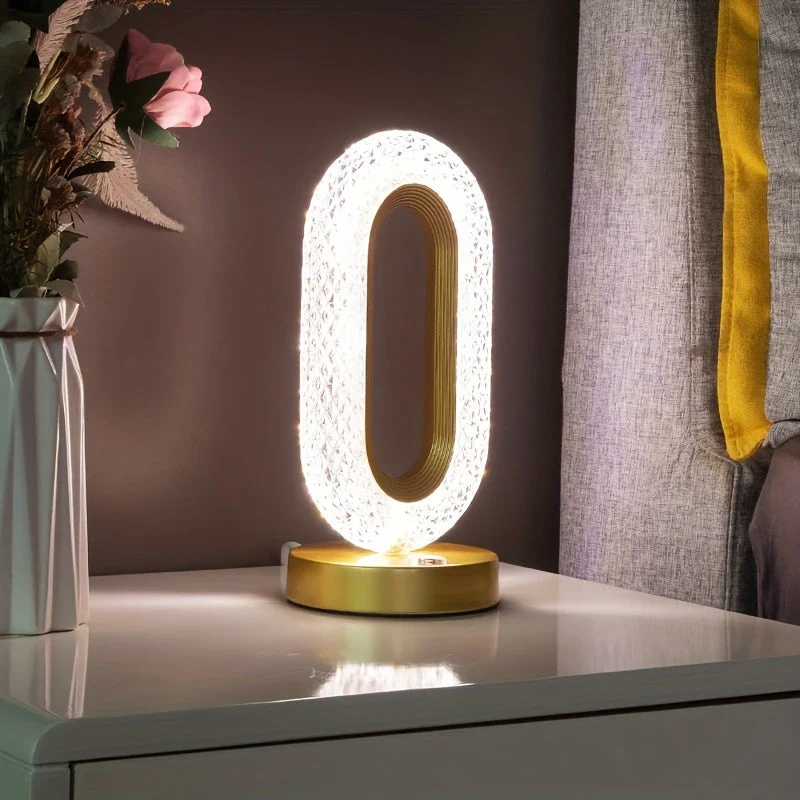 Oval Crystal Table Lamp – USB Charging Luxury Night Light for Bedroom & Office Decor - Image 7